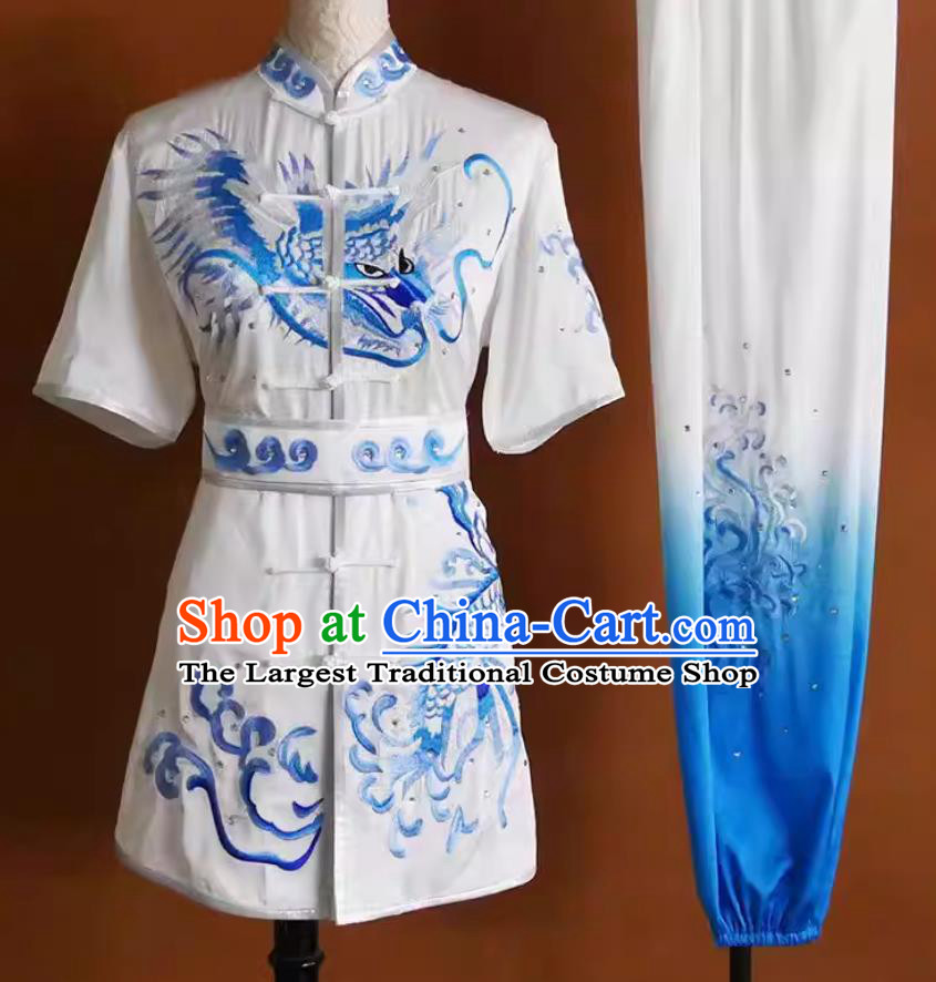 Embroidery Stretch Wushu Suit Martial Arts Competition Costume Changquan Performance Uniform