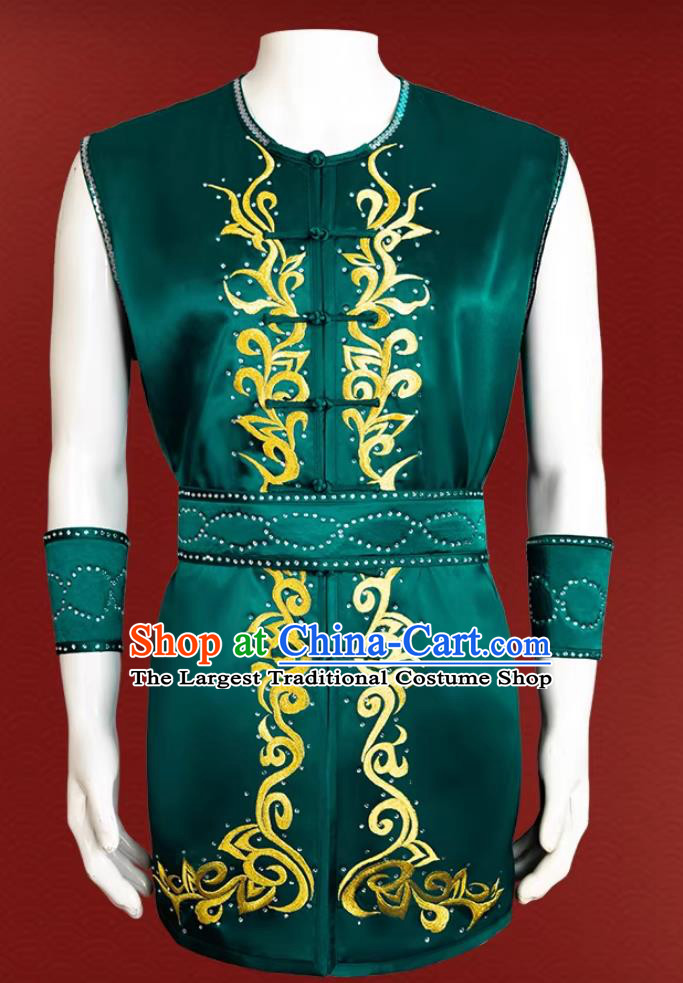 Southern Fist Competition Clothing Martial Arts Kung Fu Costume Nanquan Performance Dark Green Suit for Men