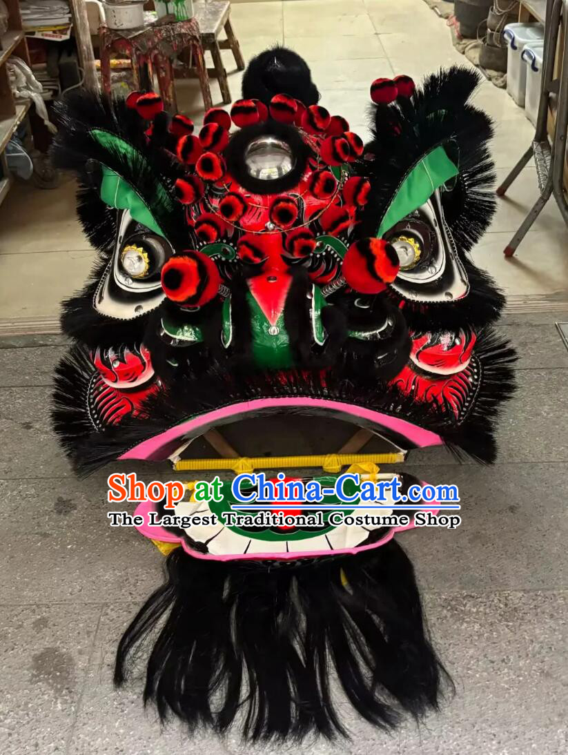 Traditional Chinese Lion Dance Equipment Handmade Guan Gong Lion Head and Tail Costume Complete Set