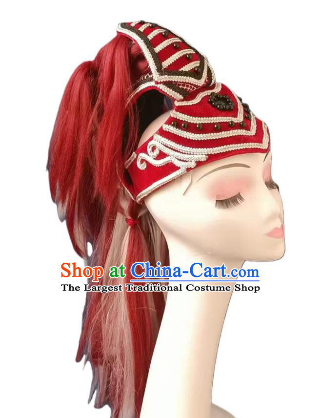 Red Horse Dance Headdress Ethnic Mongolian Performance Hair Ornament