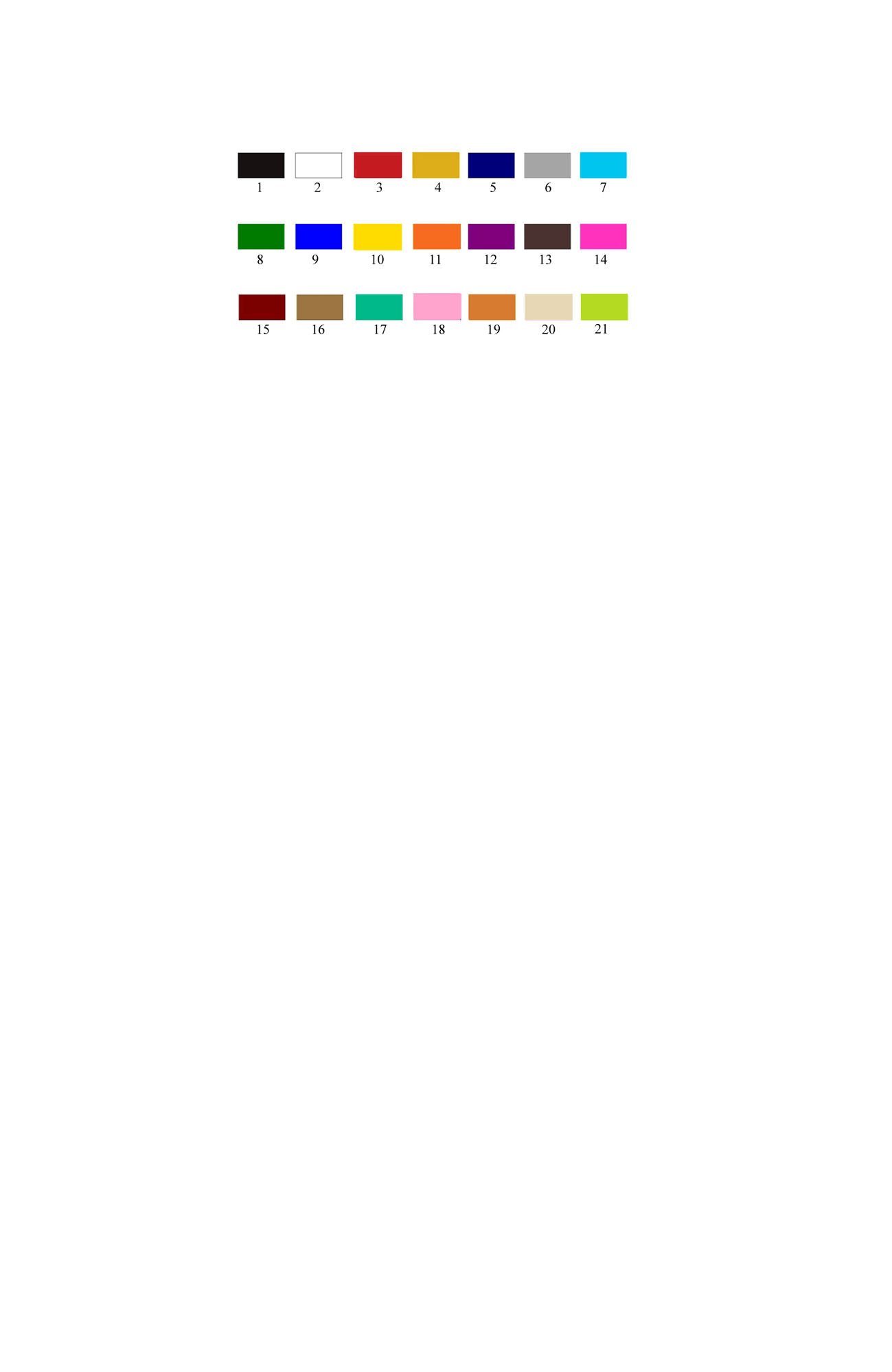34 Colors Swatch Card - available color options