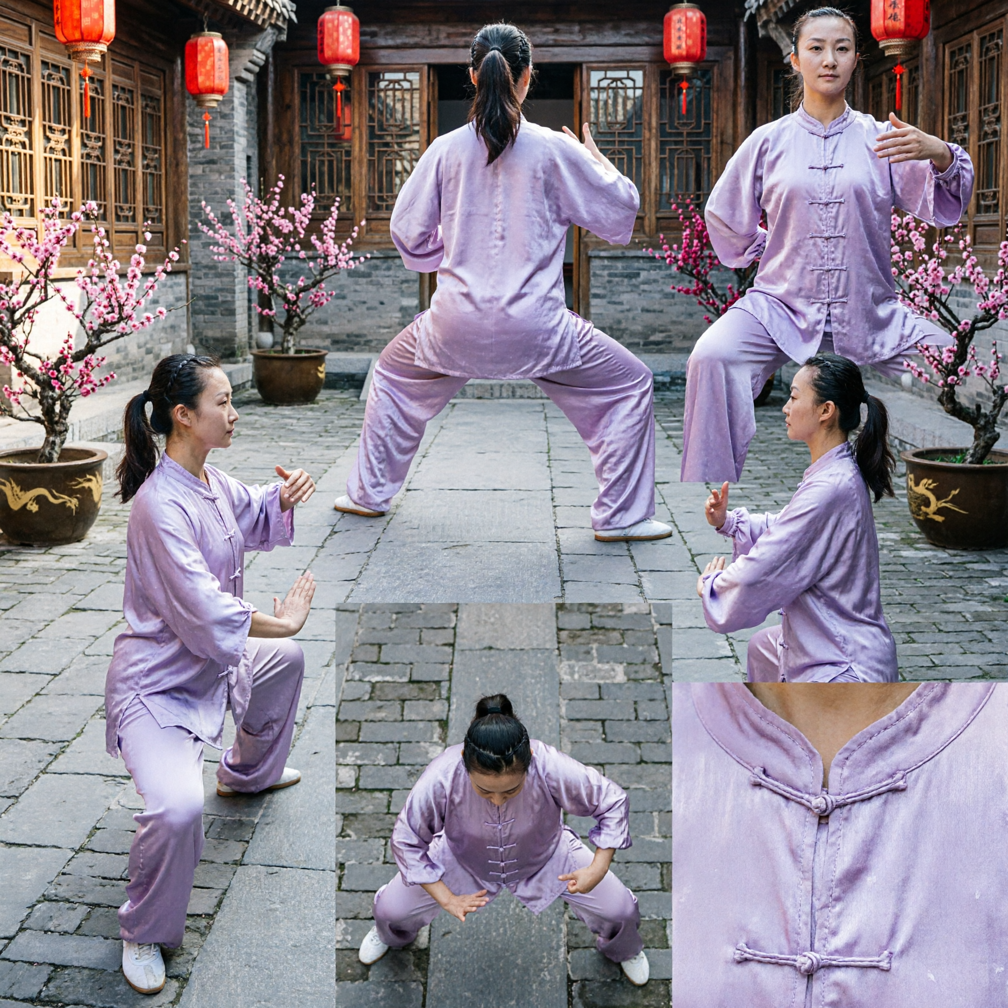 Women's Traditional Chinese Tai Chi Uniform Kung Fu Martial Arts Clothing Lavender Cotton Linen Suit - Asian Costume