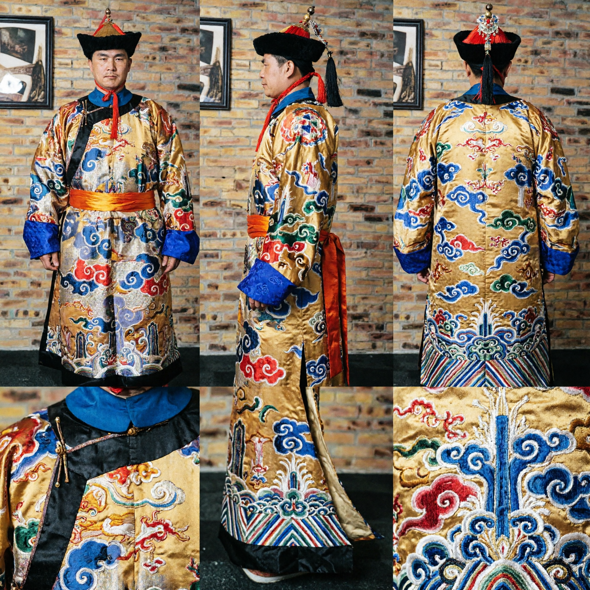 Traditional Chinese Qing Dynasty Emperor Dragon Robe Costume Men's Embroidered Imperial Clothing for Stage Performance - Asian Costume