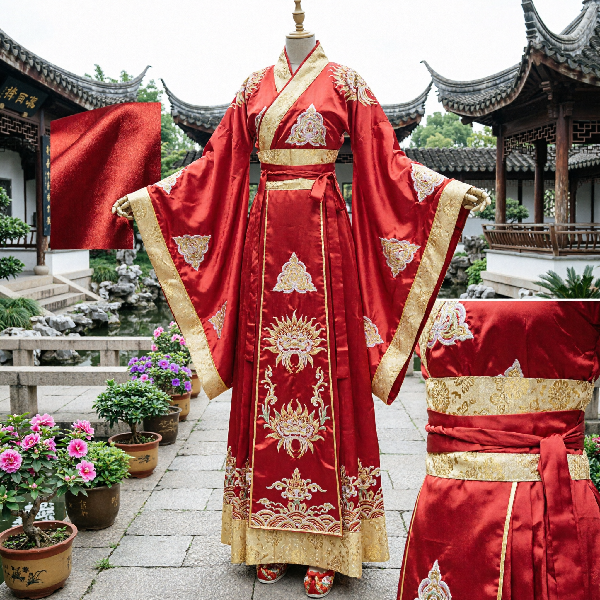 Traditional Chinese Red Hanfu Ancient Empress Costume Long Sleeve Robe for Women Stage Performance - Asian Costume