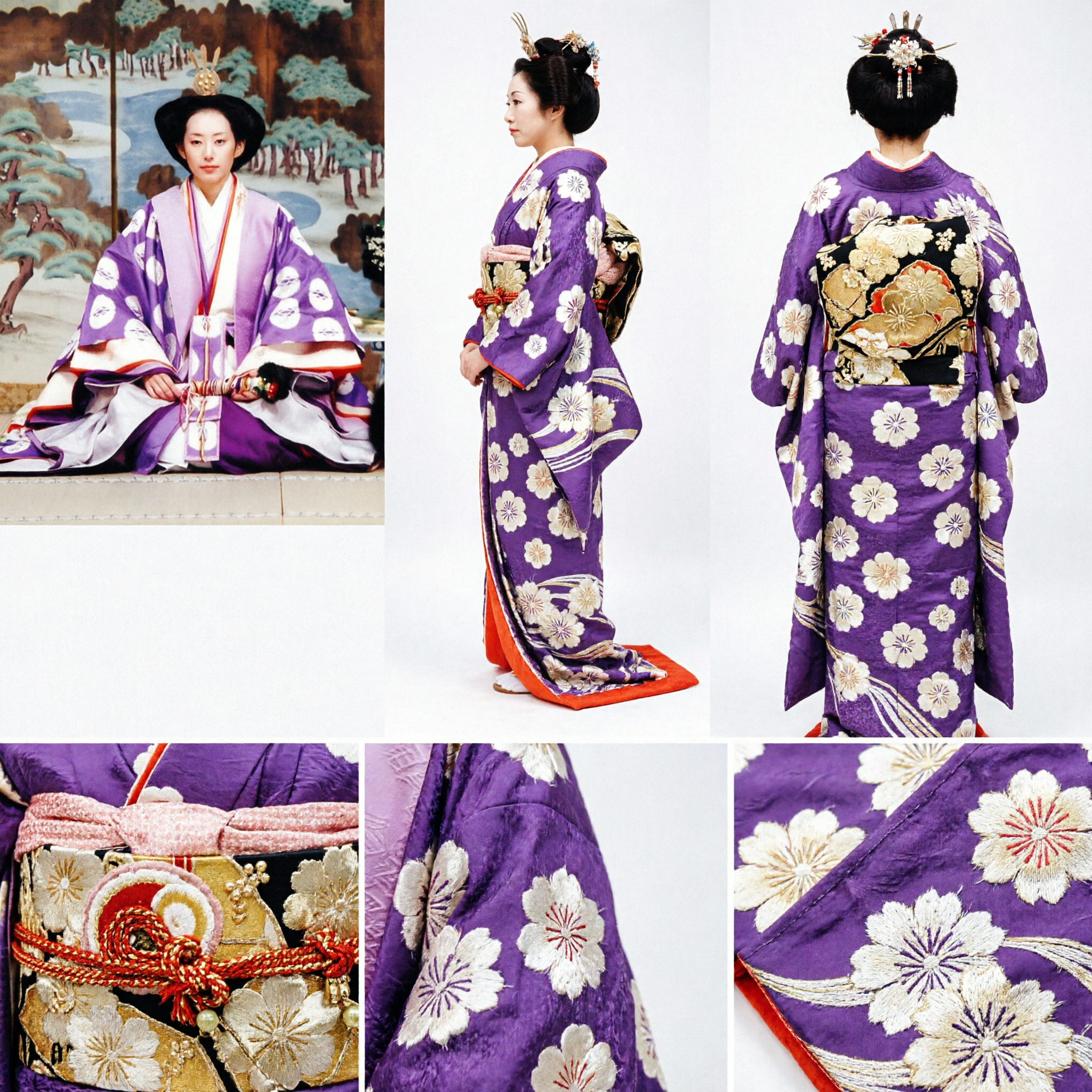 Japanese Heian Period Court Lady Junihitoe Kimono Costume Purple Traditional Cosplay Outfit for Women - Asian Costume
