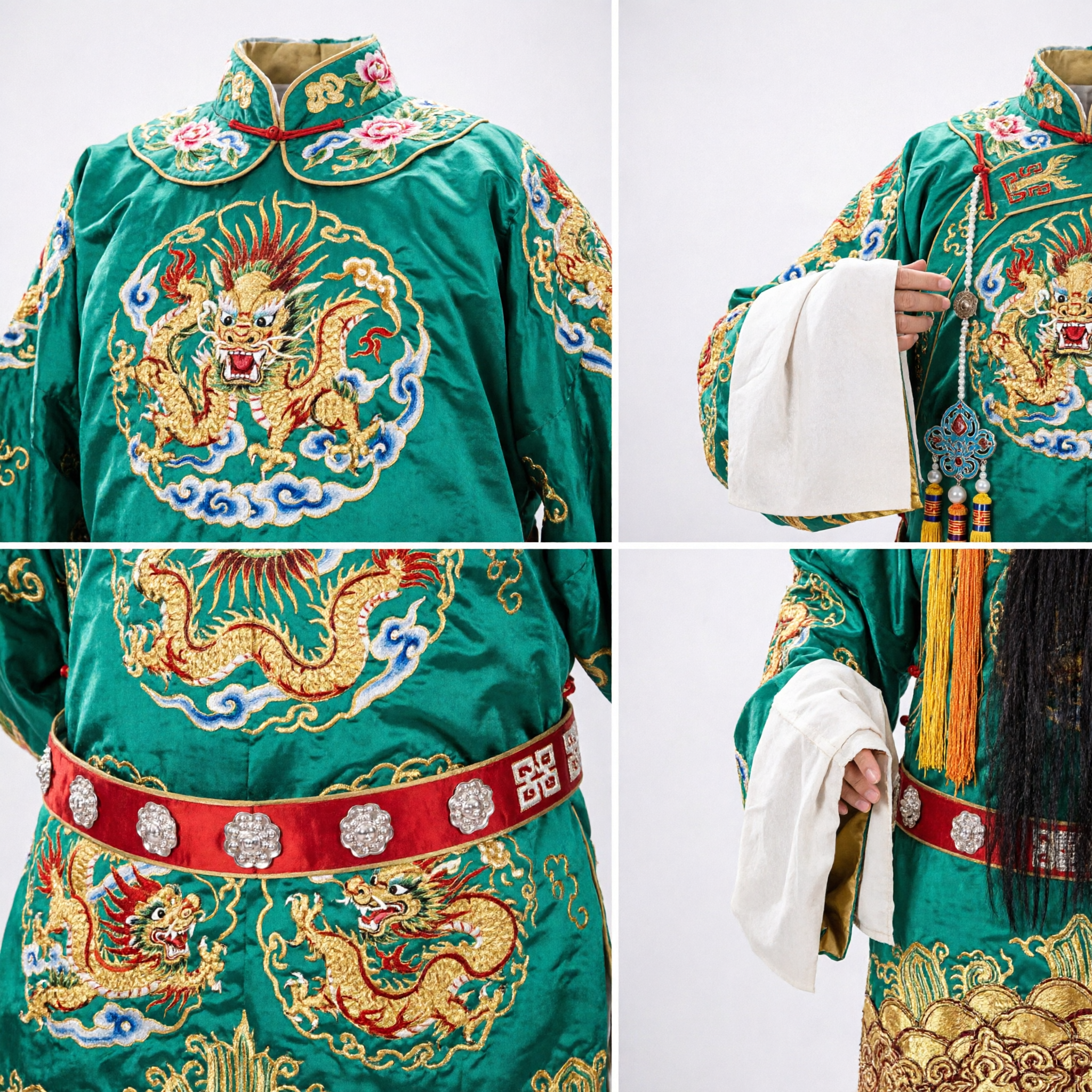 Traditional Chinese Peking Opera Guan Yu Costume Complete Green Warrior Armor Set for Men - Asian Costume