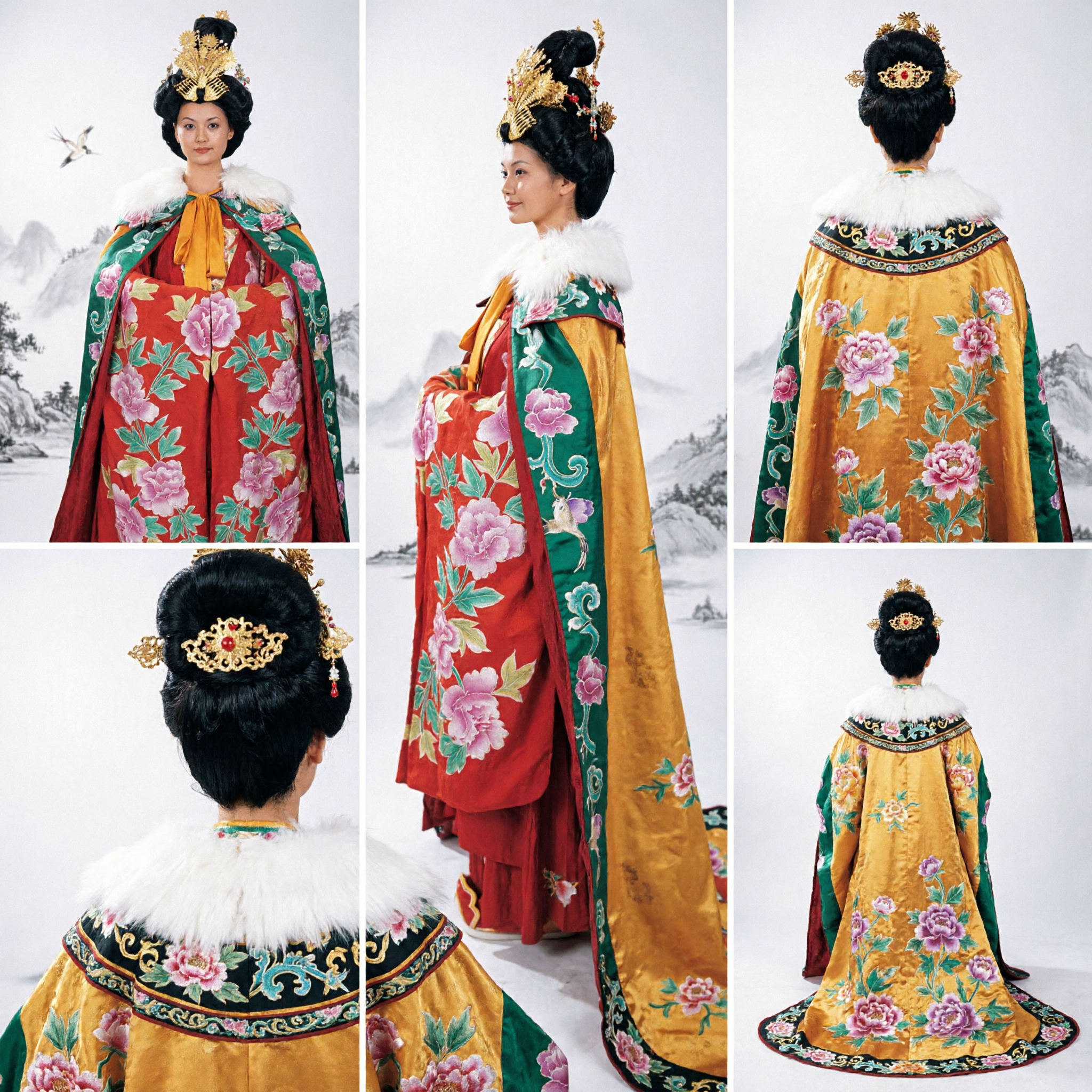 Traditional Chinese Tang Dynasty Hanfu Costume Red Peony Embroidery Ancient Princess Dress for Women Stage Performance - Asian Costume