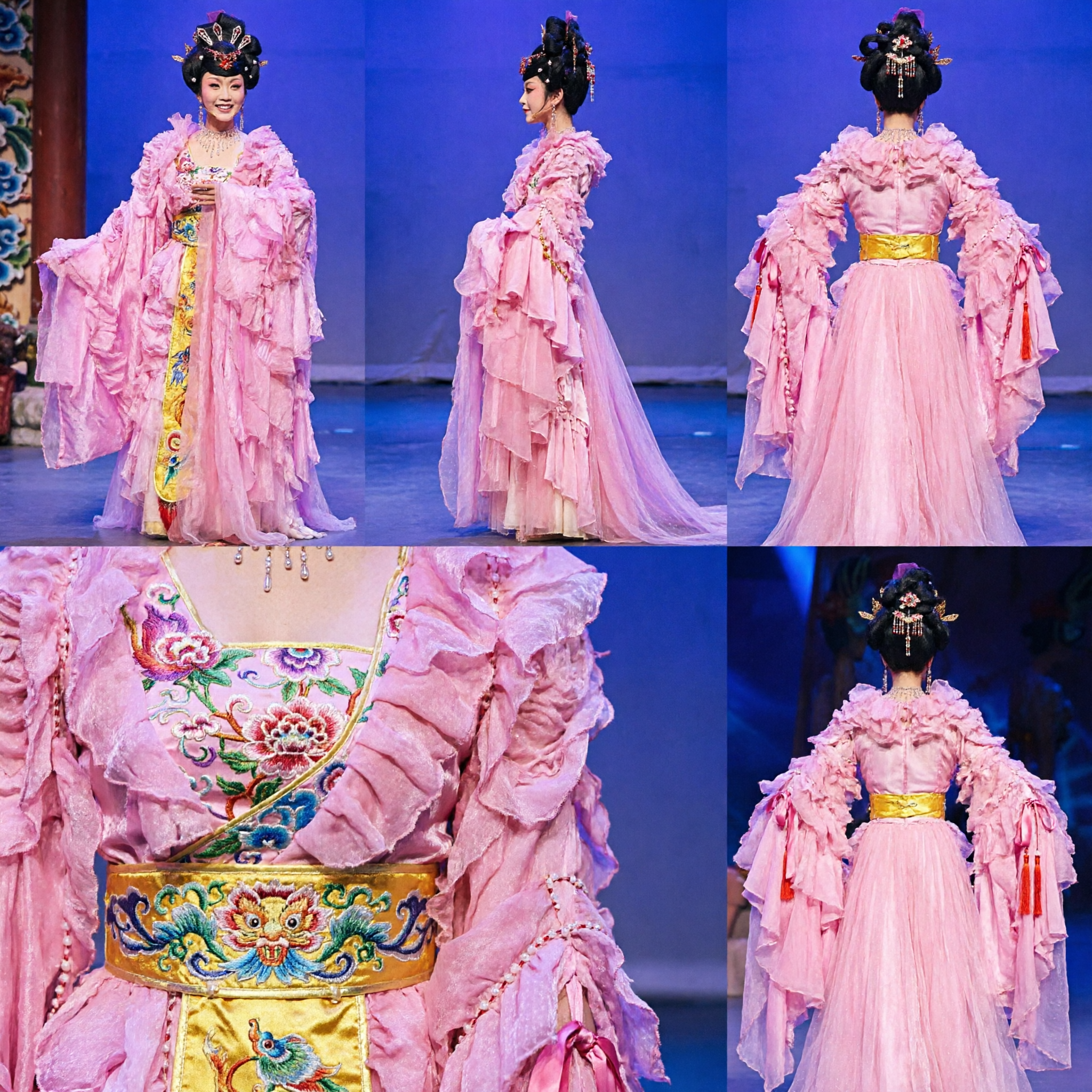 Elaborate Pink Chinese Traditional Tang Dynasty Palace Princess Costume for Stage Performance and Opera - Asian Costume