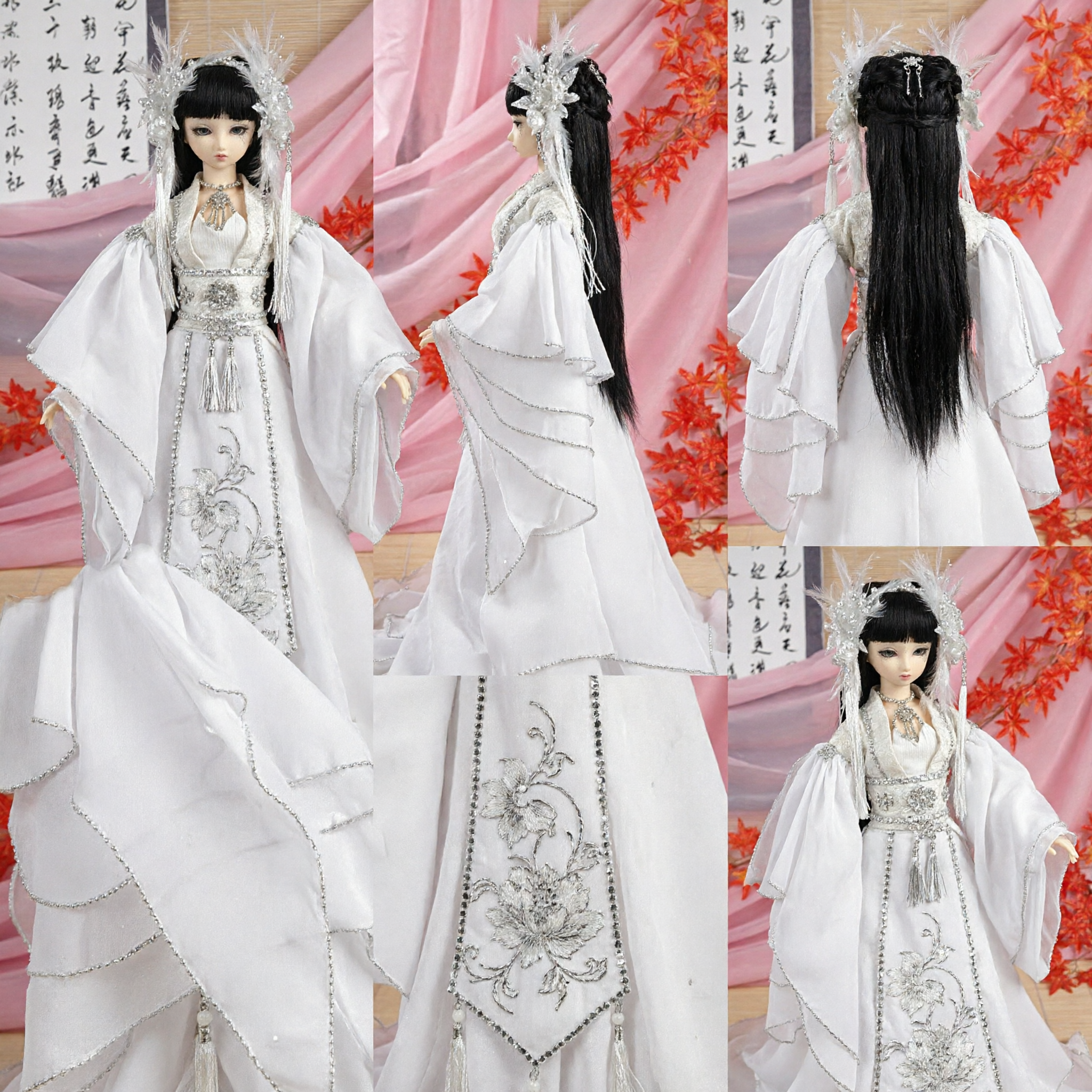 Exquisite White Traditional Chinese Hanfu Wedding Dress Costume for BJD Doll Ancient Fairy Style Clothing - Asian Costume