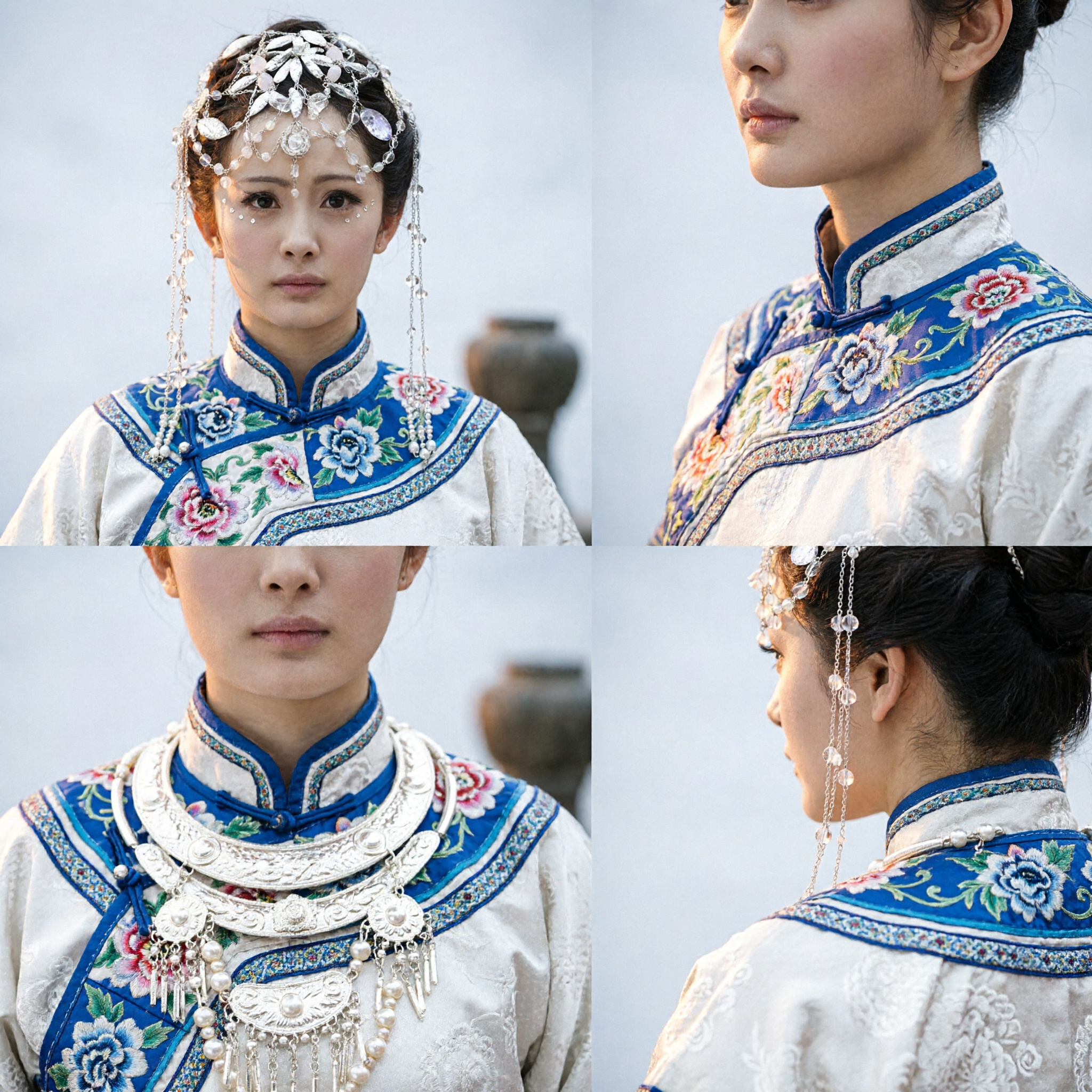 Exquisite Silver Crystal Leaf Hair Jewelry Chinese Ancient Fairy Headpiece for Hanfu Wedding Cosplay Accessories - Asian Costume