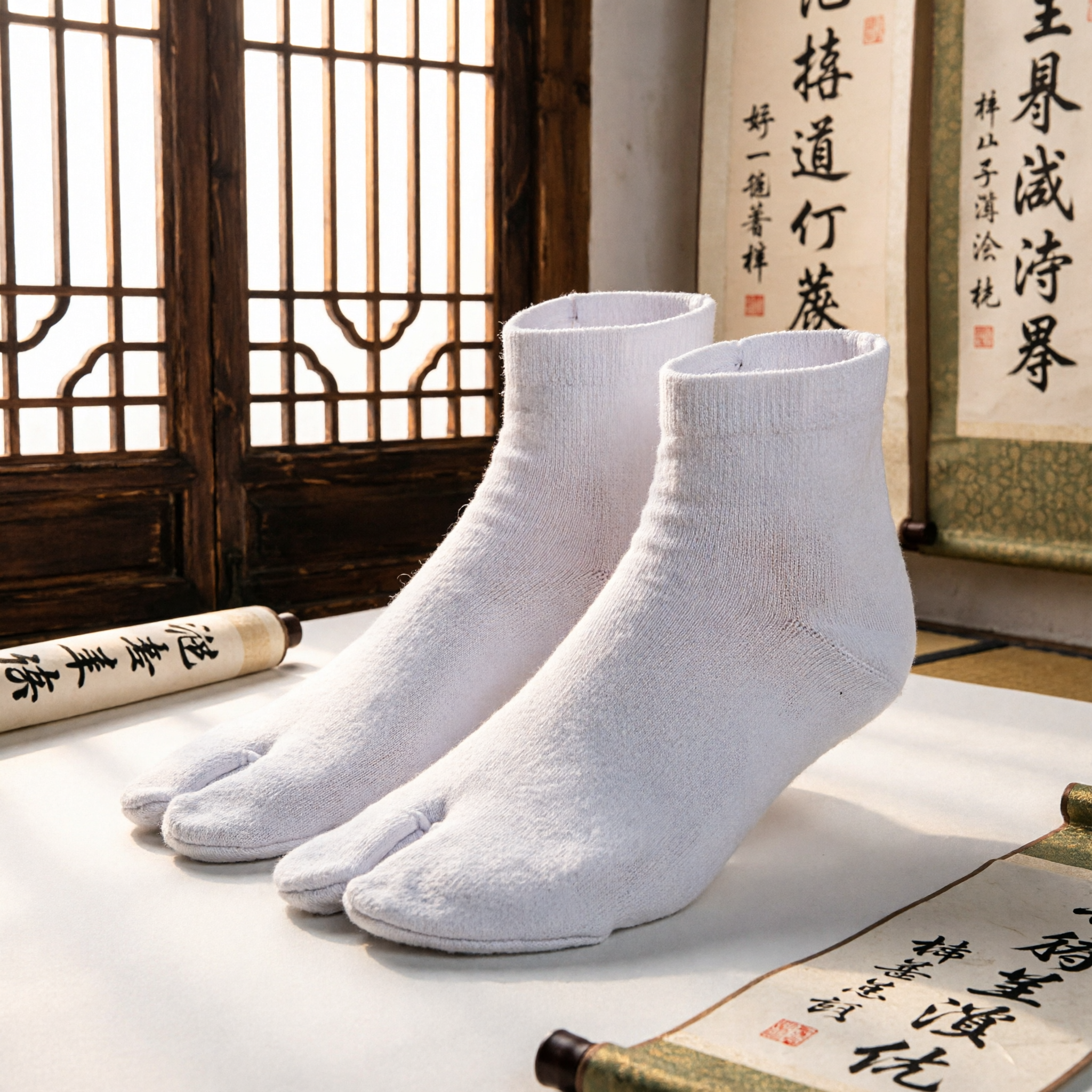 Traditional Chinese White Cotton Ankle Socks Breathable Hanfu Accessories for Men Women Martial Arts Wear - Asian Costume
