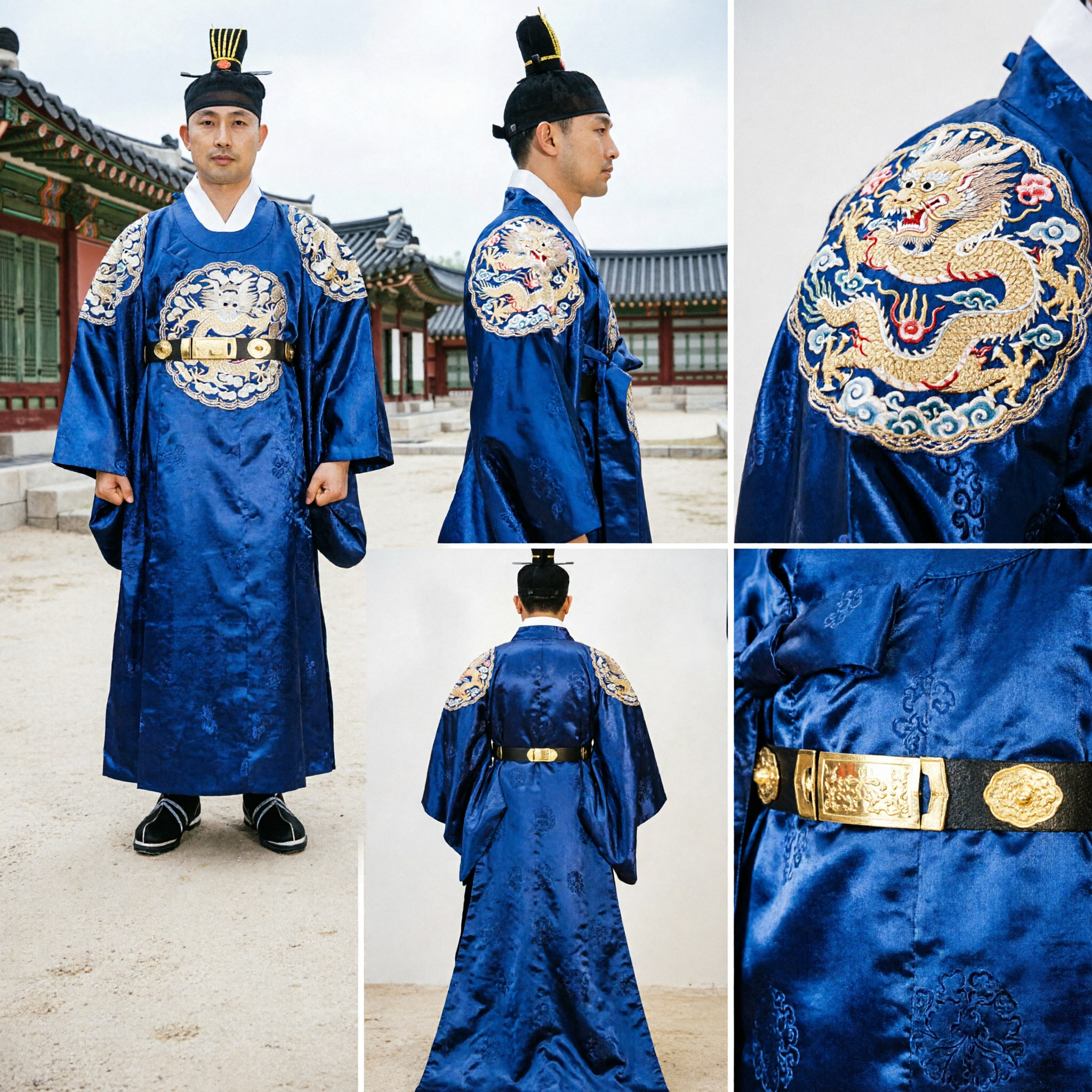 Traditional Chinese Ming Dynasty Hanfu Costume Men Blue Ancient Official Robe for Cosplay Performance - Asian Costume