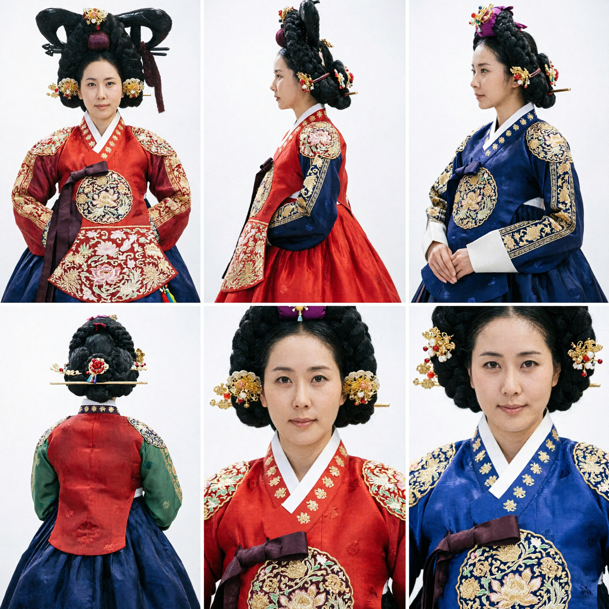 Korean Traditional Gache Wig with Gold Ornaments for Hanbok Wedding Costume and Cultural Performance - Asian Costume