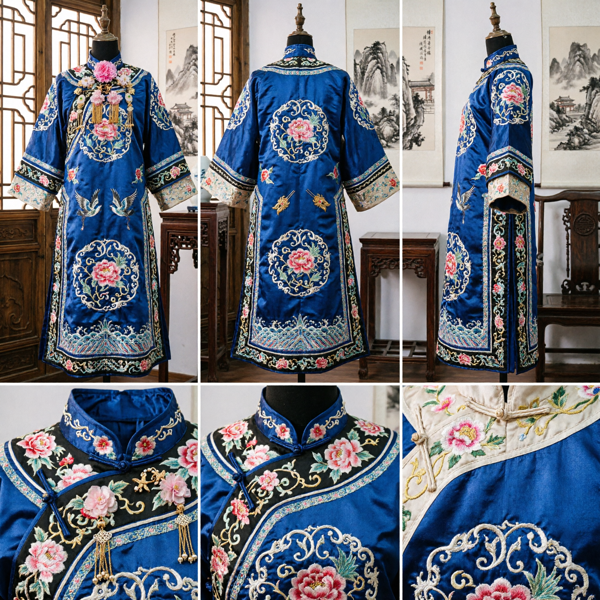 Traditional Chinese Hanfu Hair Accessories Set Ancient Princess Peony Flower Gold Hairpins Wedding Costume Jewelry for Women - Asian Costume