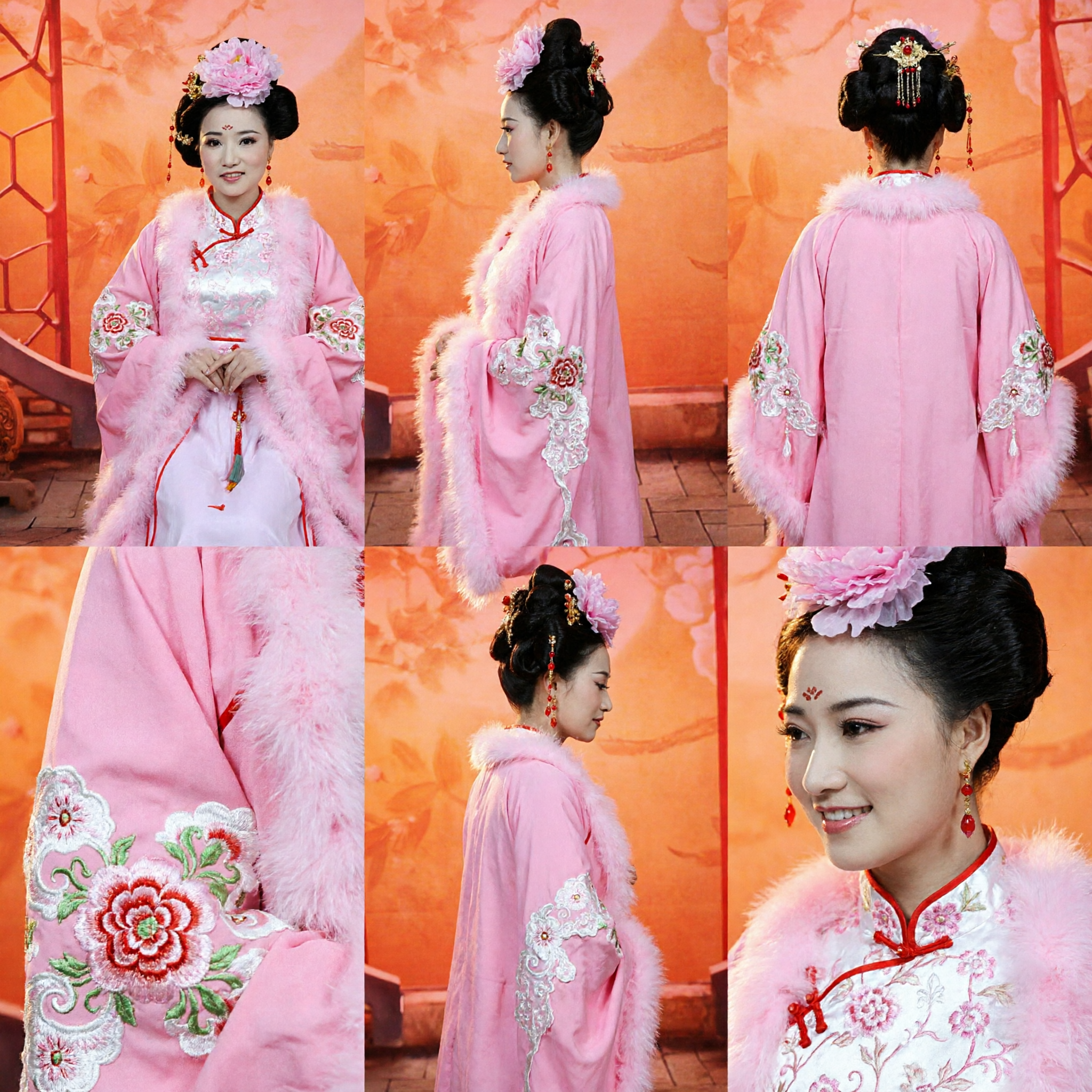 Traditional Chinese Tang Dynasty Pink Hanfu Costume for Women Ancient Princess Dress Performance Outfit with Headpiece - Asian Costume