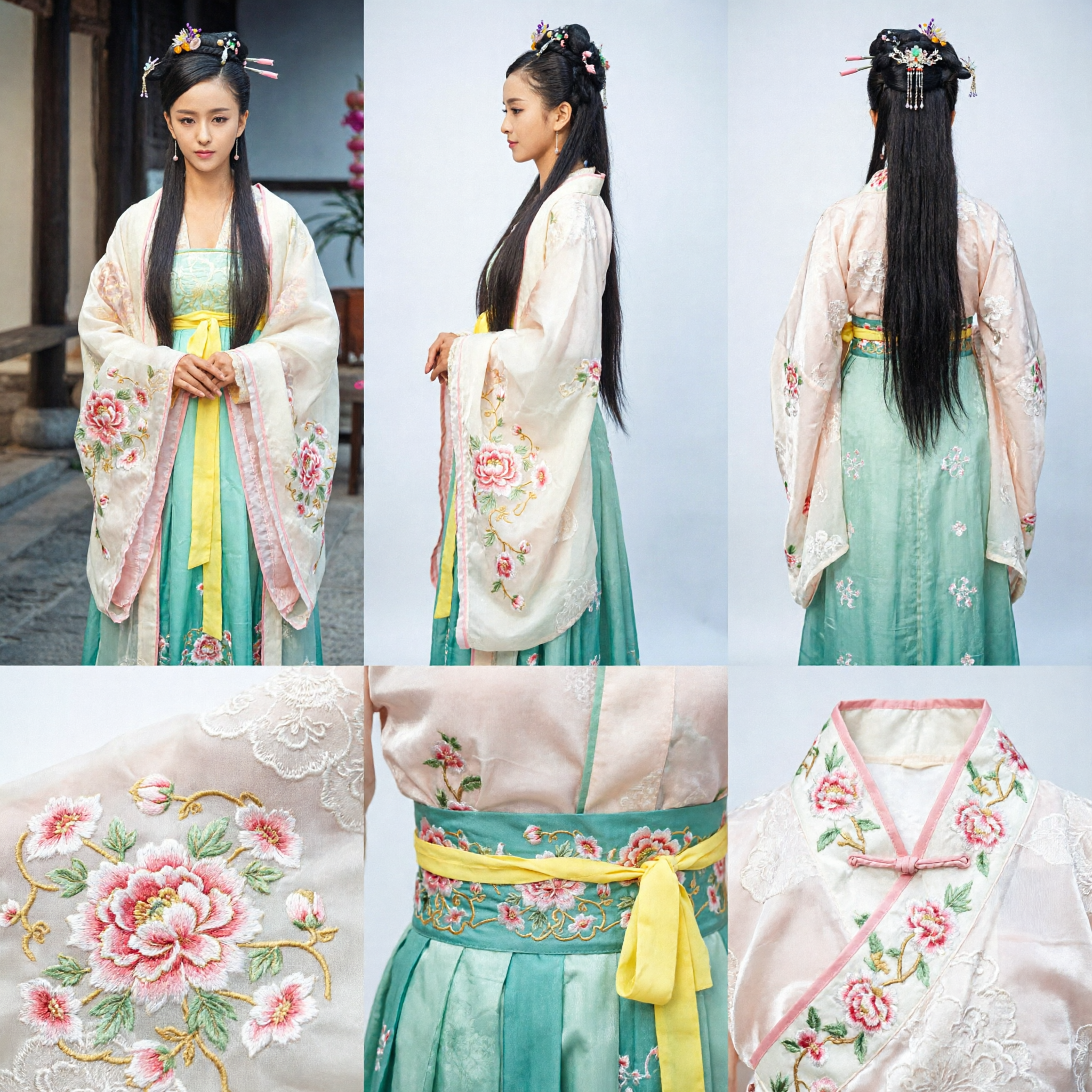 Elegant Traditional Chinese Hanfu Costume Ancient Fairy Dress for Women Complete Set with Hair Accessories Cosplay - Asian Costume