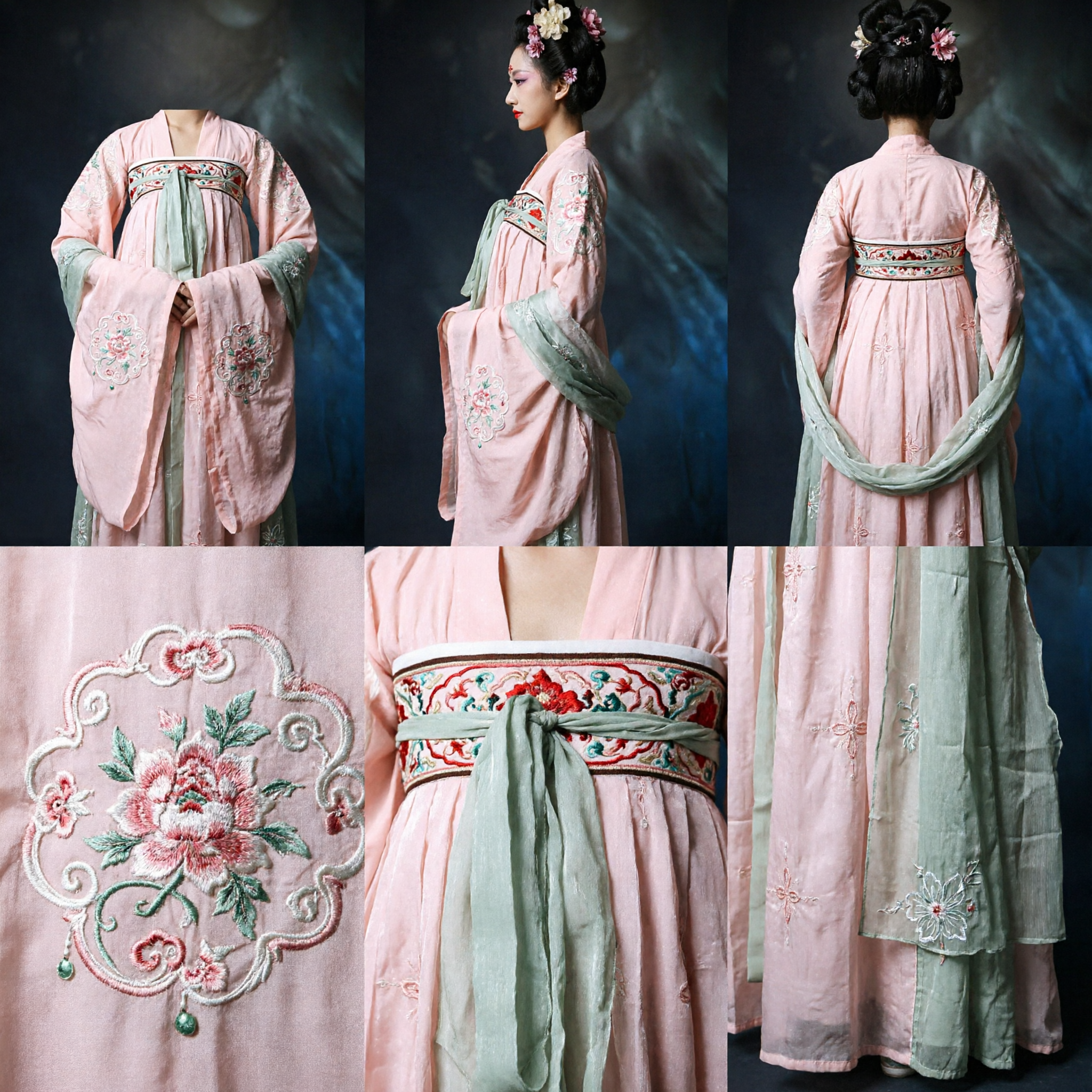 Elegant Pink Tang Dynasty Hanfu Costume Traditional Chinese Ancient Princess Dress with Embroidery for Women Performance - Asian Costume