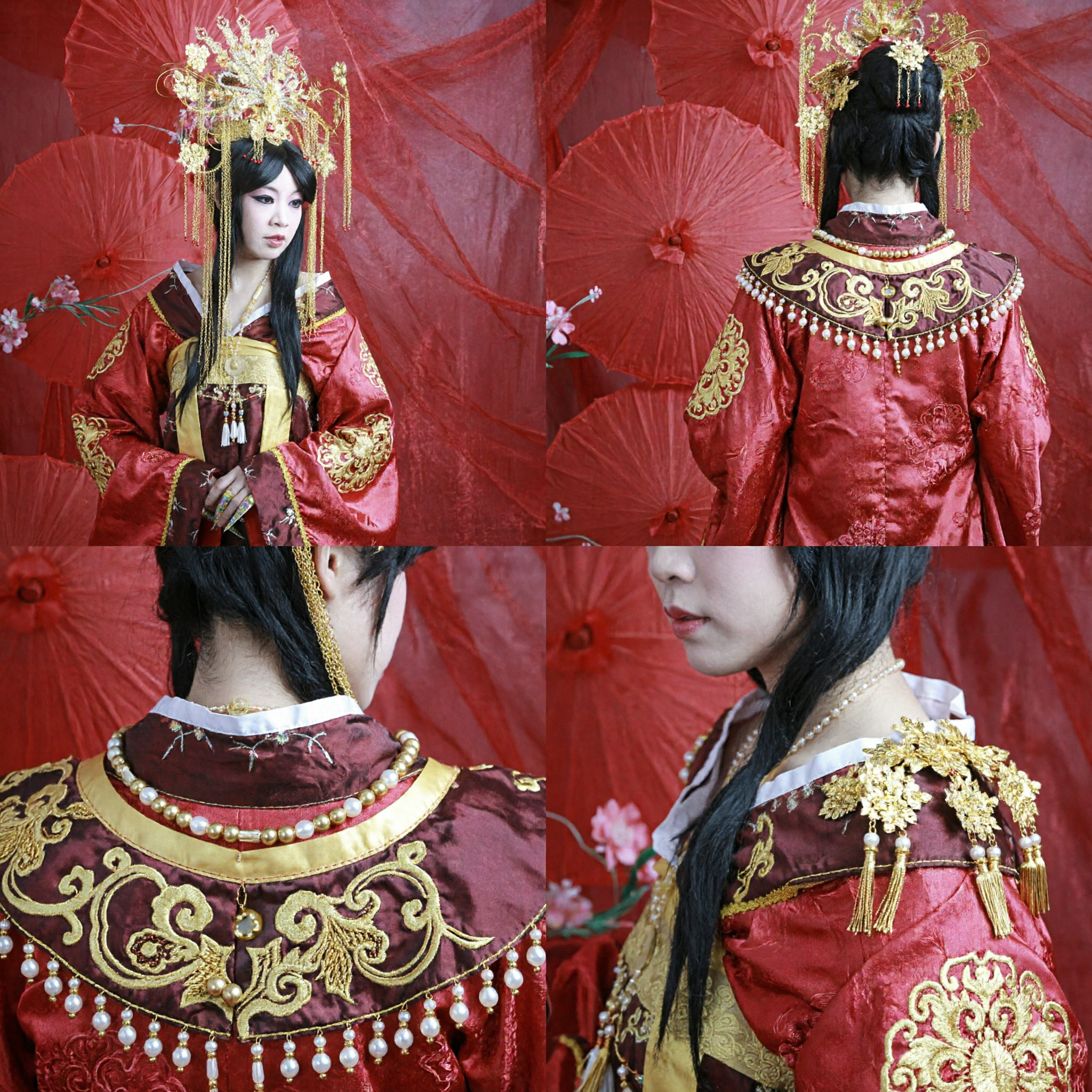 Traditional Chinese Ancient Princess Gold Phoenix Crown Headdress with Tassels for Hanfu Cosplay Wedding - Asian Costume