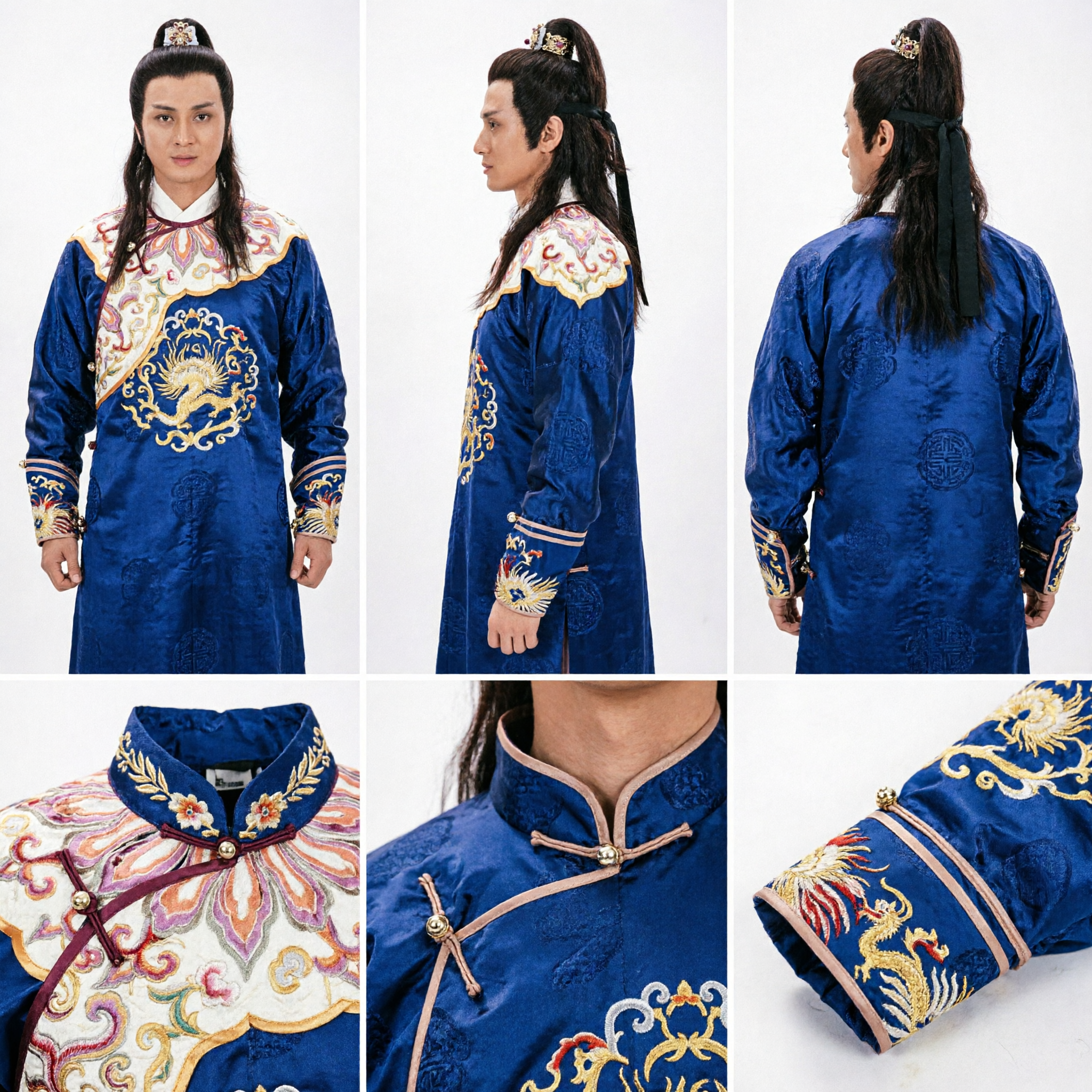Traditional Ancient Chinese Men's Wig Topknot Hairpiece with Ornament for Wuxia Hanfu Cosplay Costume - Asian Costume