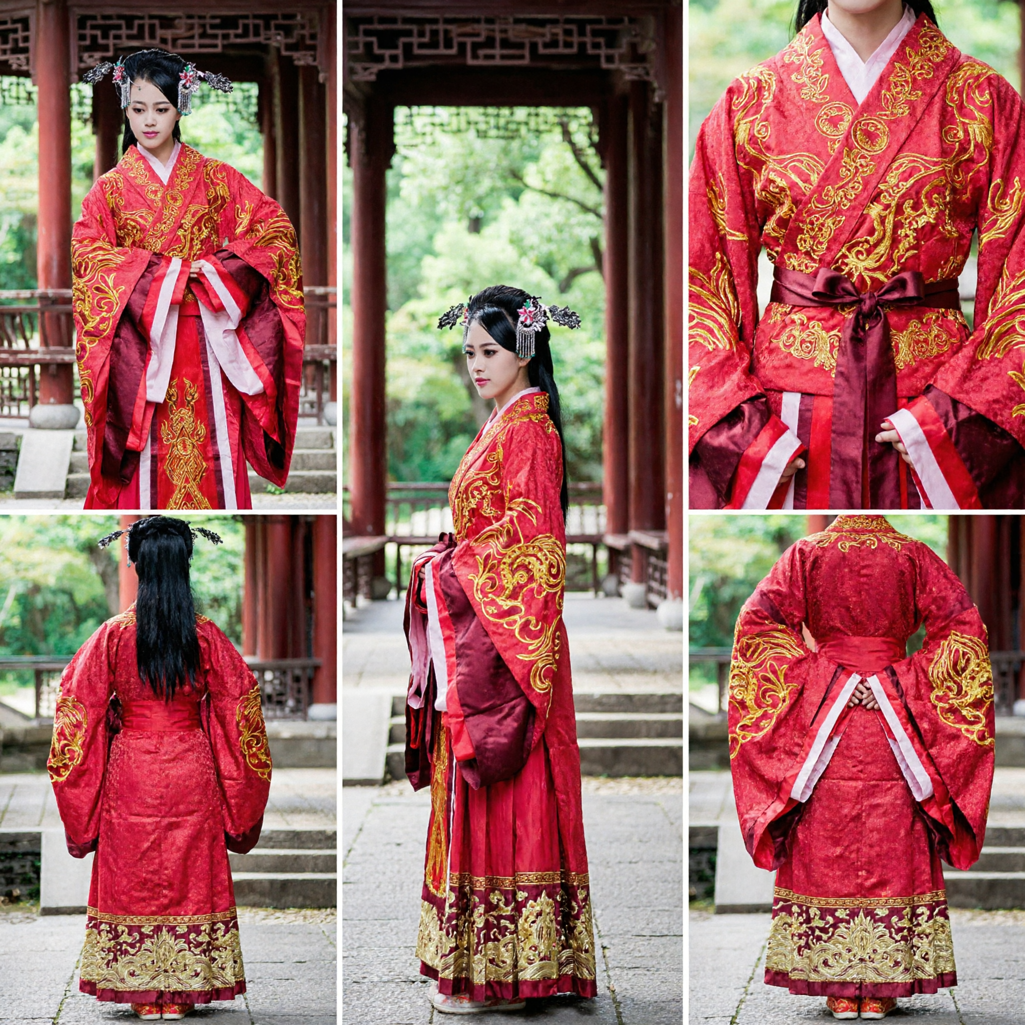 Ancient Chinese Hanfu Wedding Dress Traditional Red Embroidered Palace Costume for Women Historical Clothing - Asian Costume