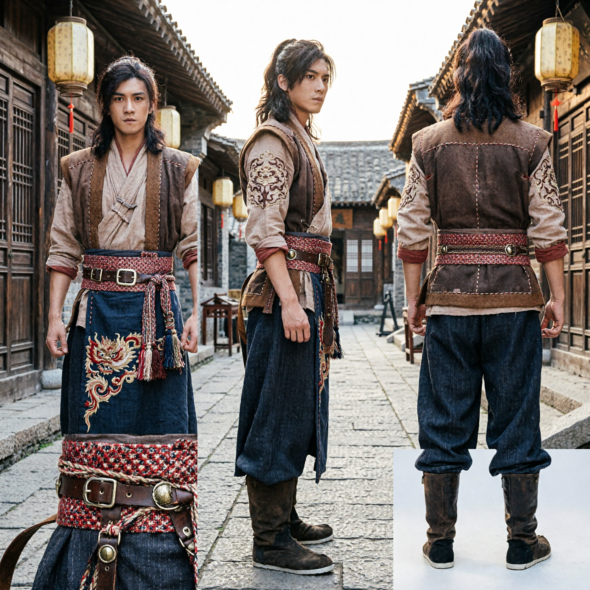 Men's Ancient Chinese Wuxia Swordsman Costume Traditional Martial Arts Knight Errant Cosplay Outfit - Asian Costume