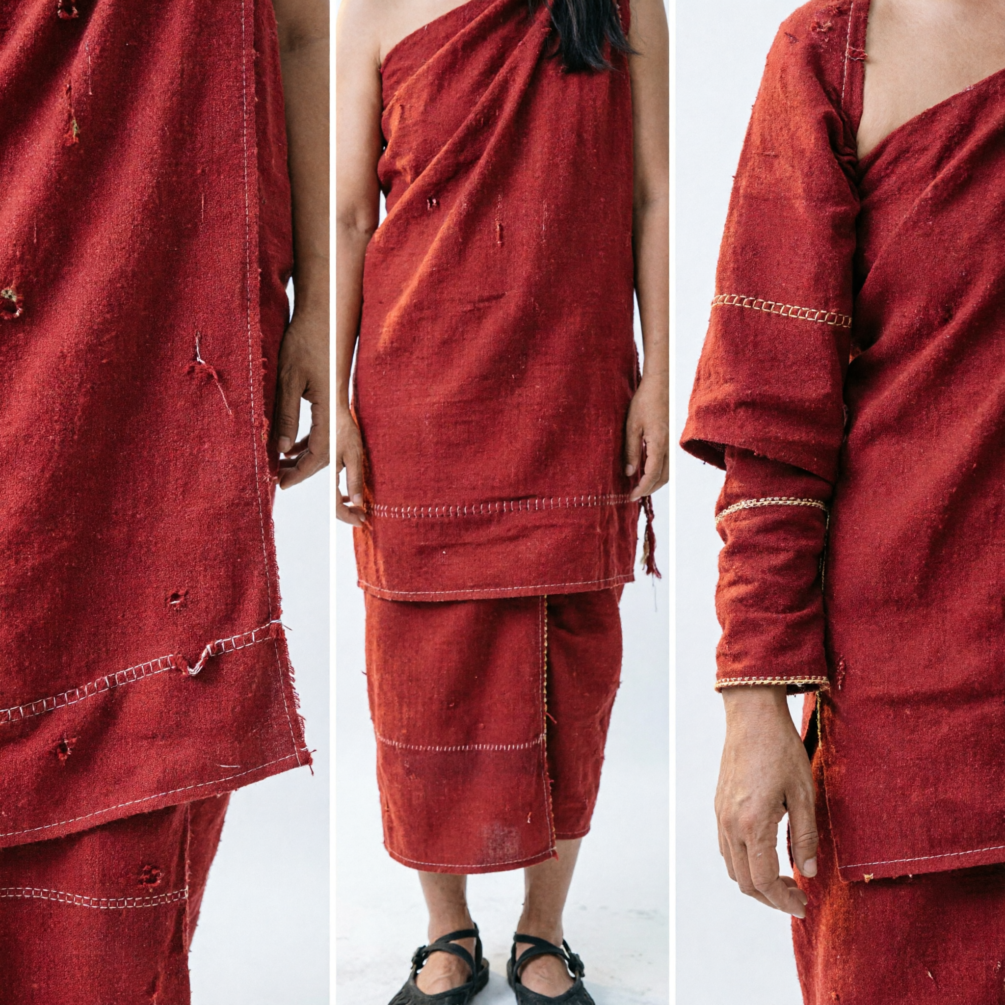 Costume tribale primitivo per donne con gonna avvolgente rossa, abito da ragazza cavernicola aborigena antica per teatro - Asian Costume