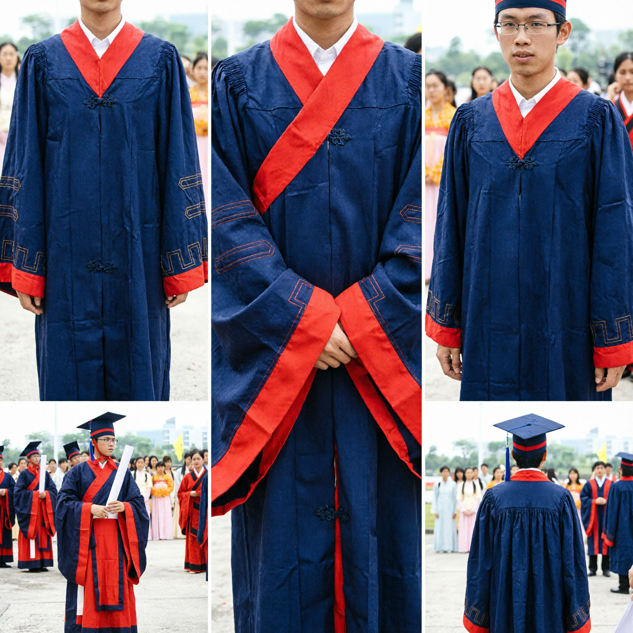 Traditional Chinese Hanfu Graduation Gown Men's Ming Dynasty Scholar Robe Costume for Ceremony Performance - Asian Costume