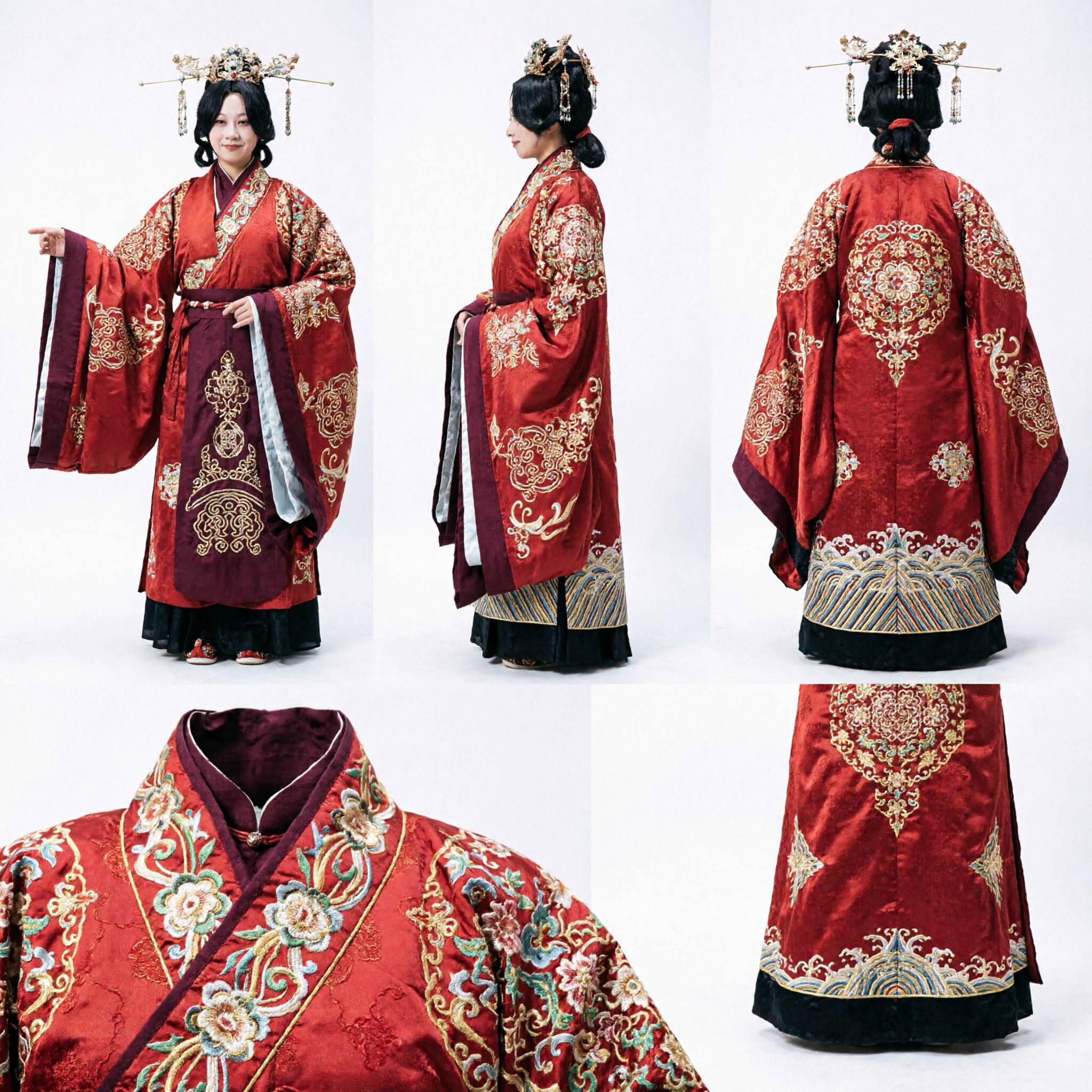 Ancient Chinese Han Dynasty Empress Costume Traditional Red Hanfu Robe for Women Palace Drama Cosplay - Asian Costume