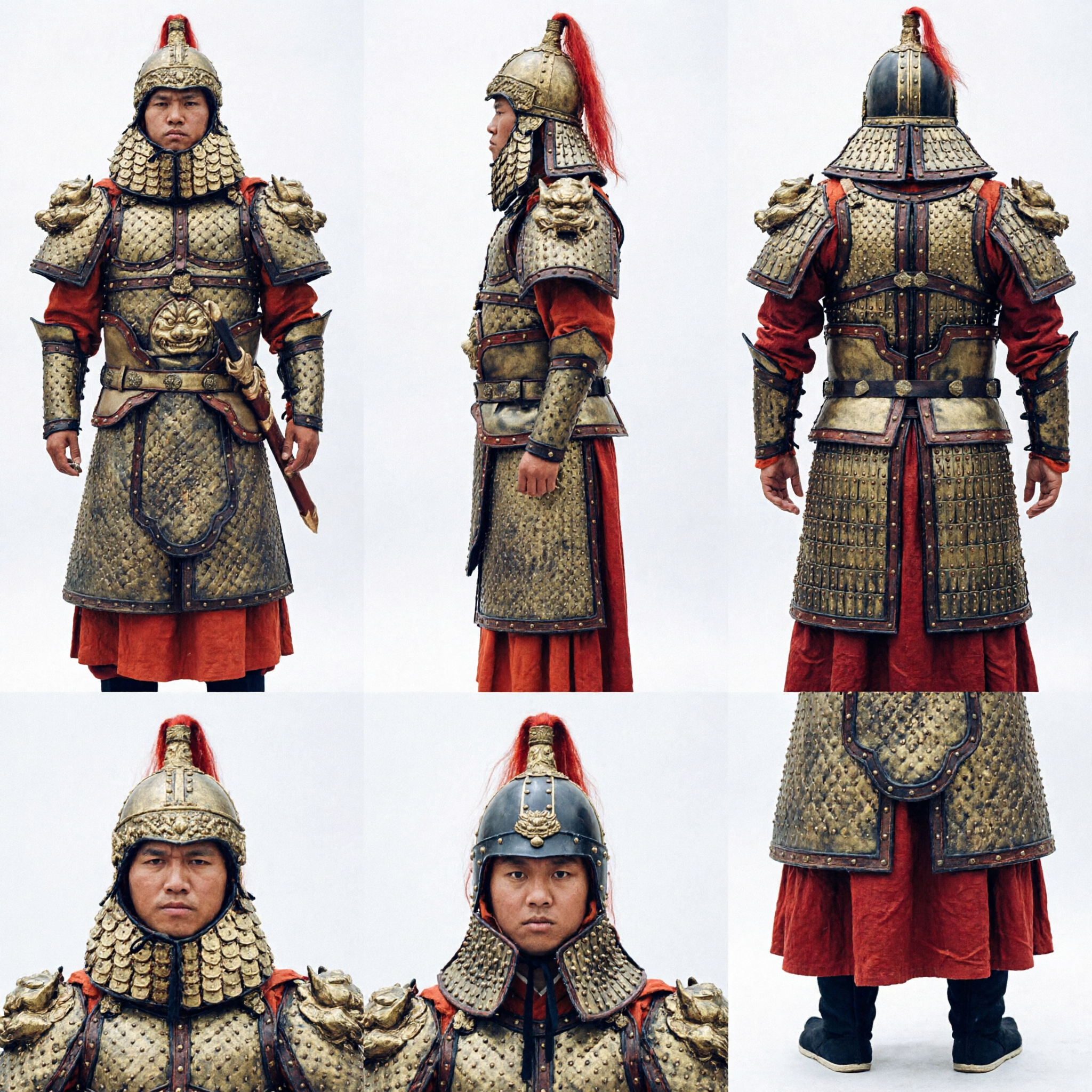 Men's Ancient Chinese Imperial Guard Armor Costume Traditional General Warrior Outfit for Historical Cosplay and Stage - Asian Costume