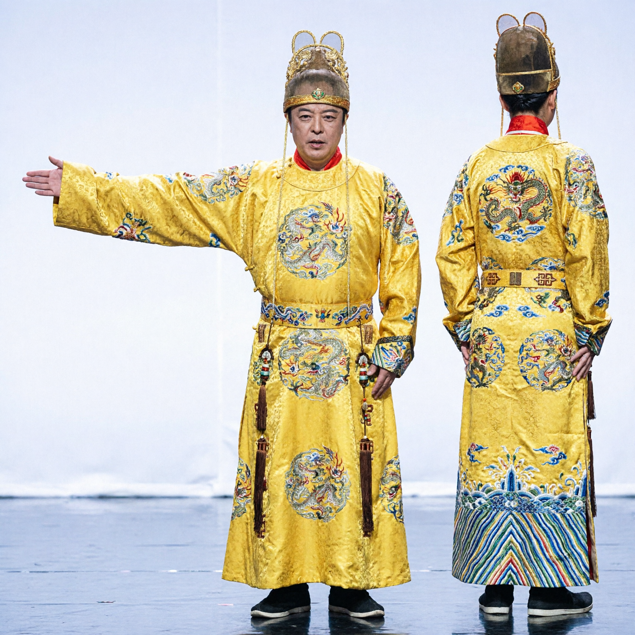 Traditional Chinese Emperor Costume Yellow Dragon Robe Tang Dynasty Historical Clothing for Men Stage Performance - Asian Costume