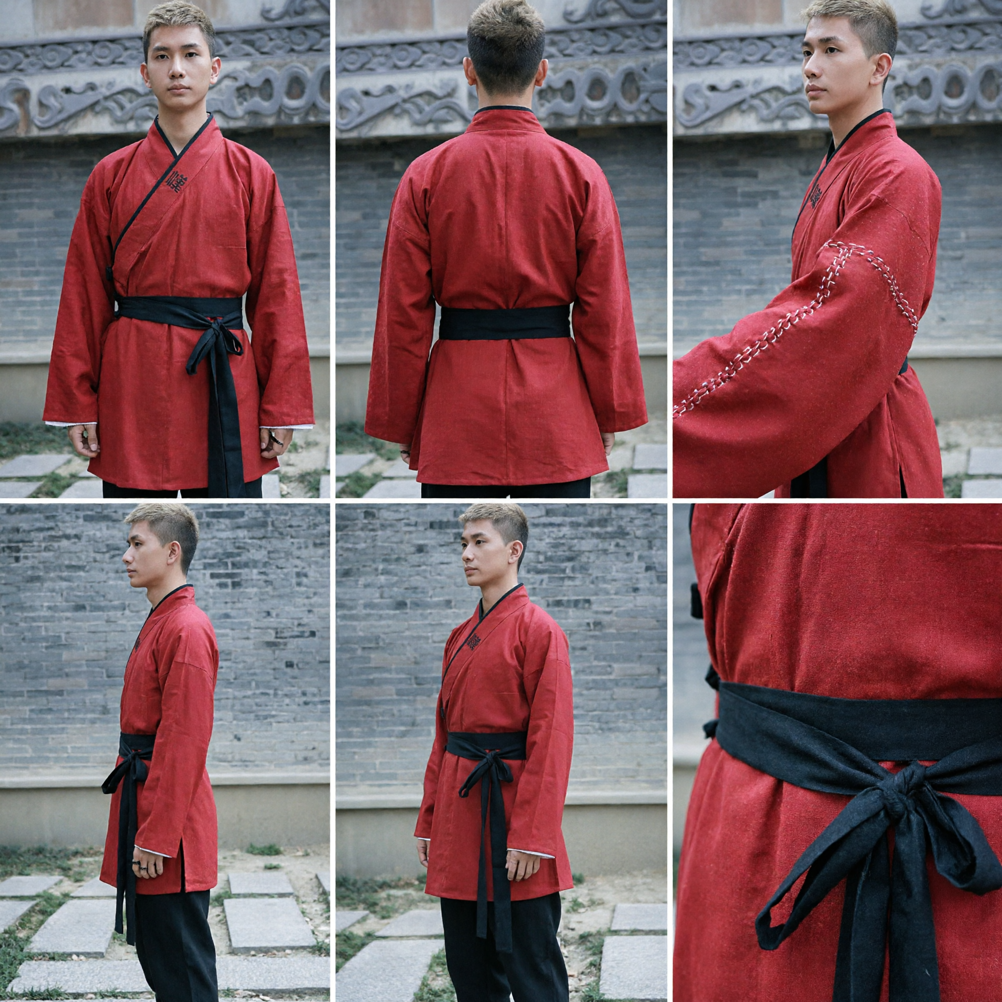 Men's Traditional Chinese Red Hanfu Tang Suit Kung Fu Uniform Martial Arts Costume for Performance - Asian Costume
