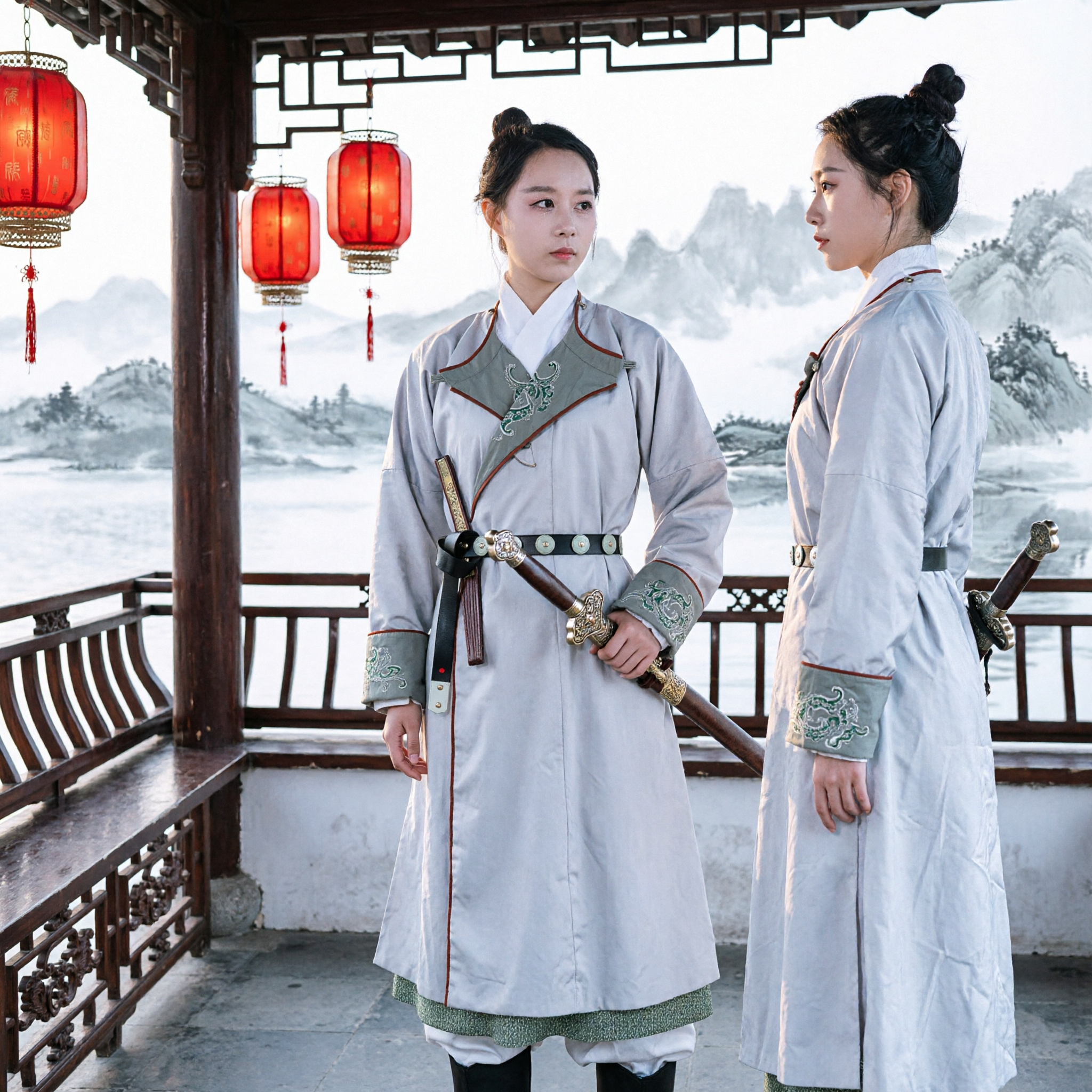 Chinese Ancient Wuxia Swordsman Costume Women Hanfu Traditional Martial Arts Knight Cosplay Outfit for Photography - Asian Costume