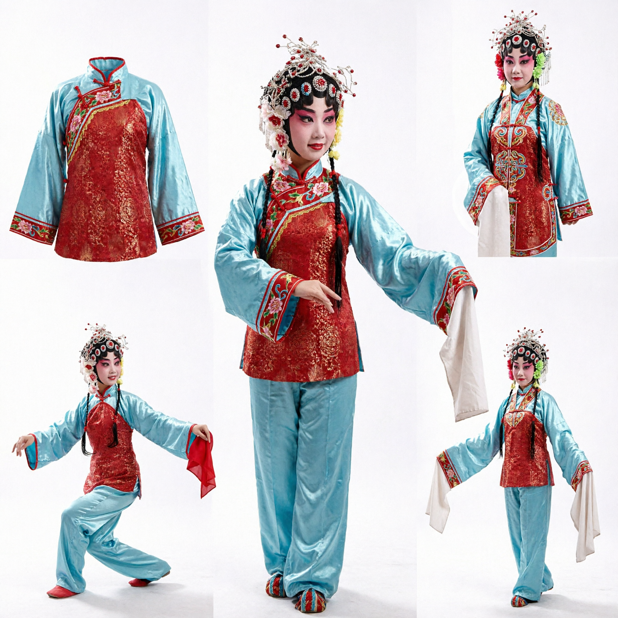Traditional Chinese Peking Opera Costume for Kids Girls Folk Dance Performance Outfit Hua Mulan Style - Asian Costume