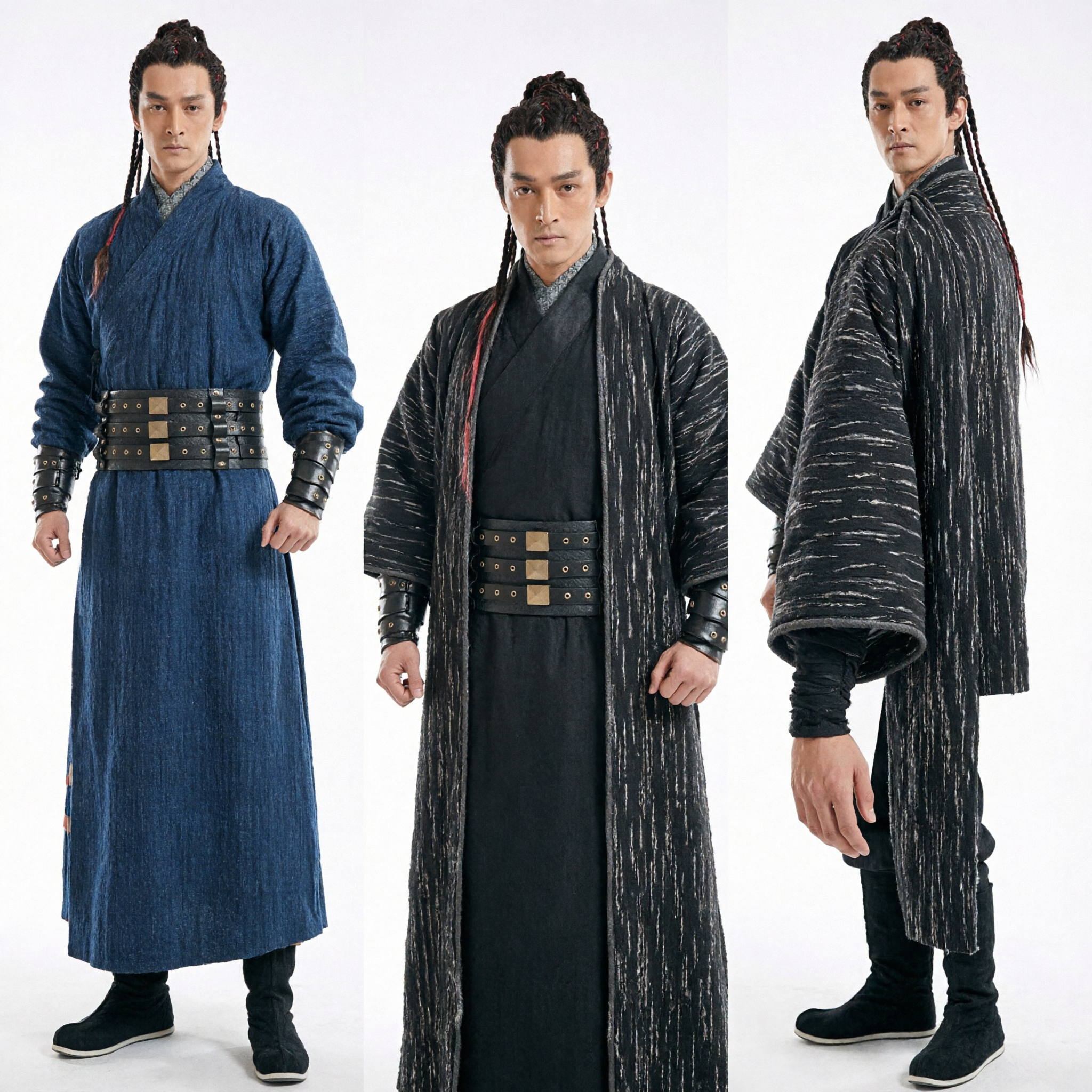 Traditional Chinese Ancient Swordsman Hanfu Costume for Men Black Wuxia Martial Arts Clothing Outfit - Asian Costume