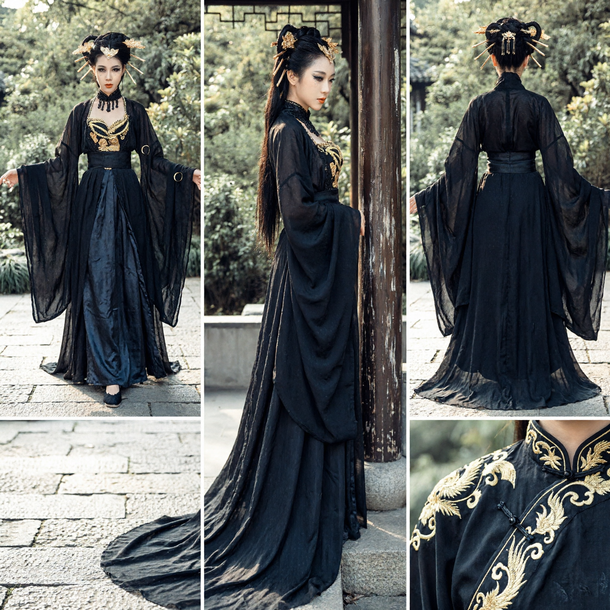 Traditional Chinese Black Hanfu Costume Ancient Palace Lady Dress for Women Cosplay Photography Stage Wear - Asian Costume