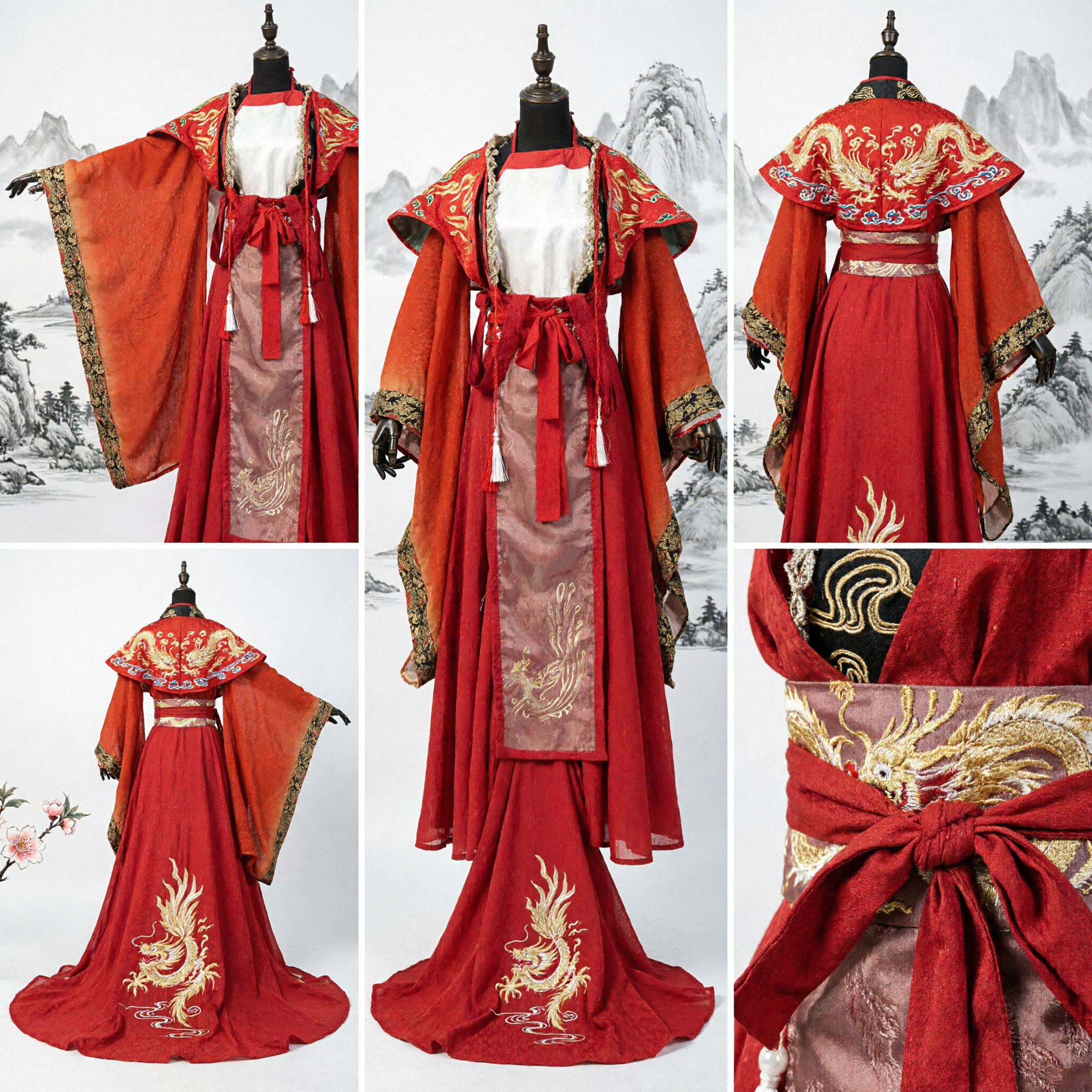 Ancient Chinese Red Hanfu Traditional Tang Dynasty Princess Dress Women Cosplay Stage Performance Costume - Asian Costume