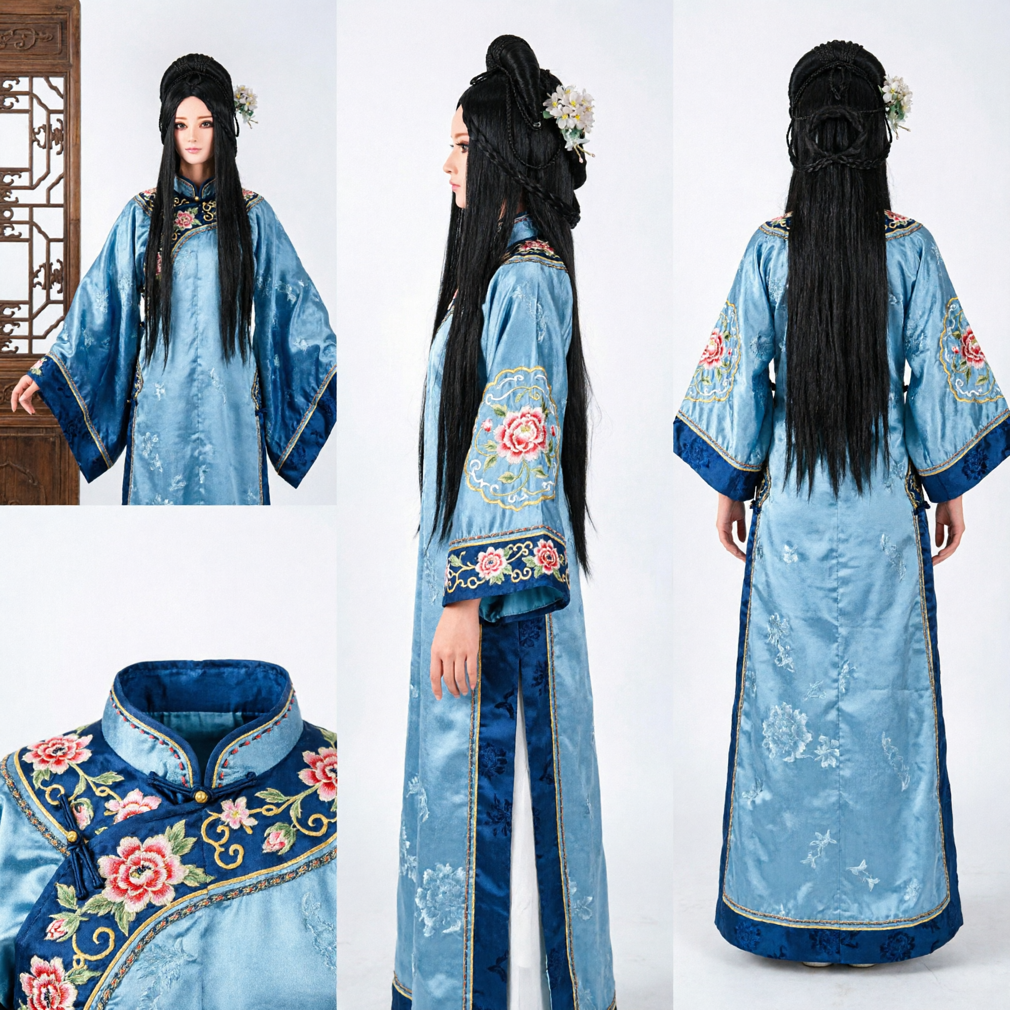 Ancient Chinese Princess Wig Long Black Braided Hairpiece for Women Hanfu Cosplay Costume - Asian Costume