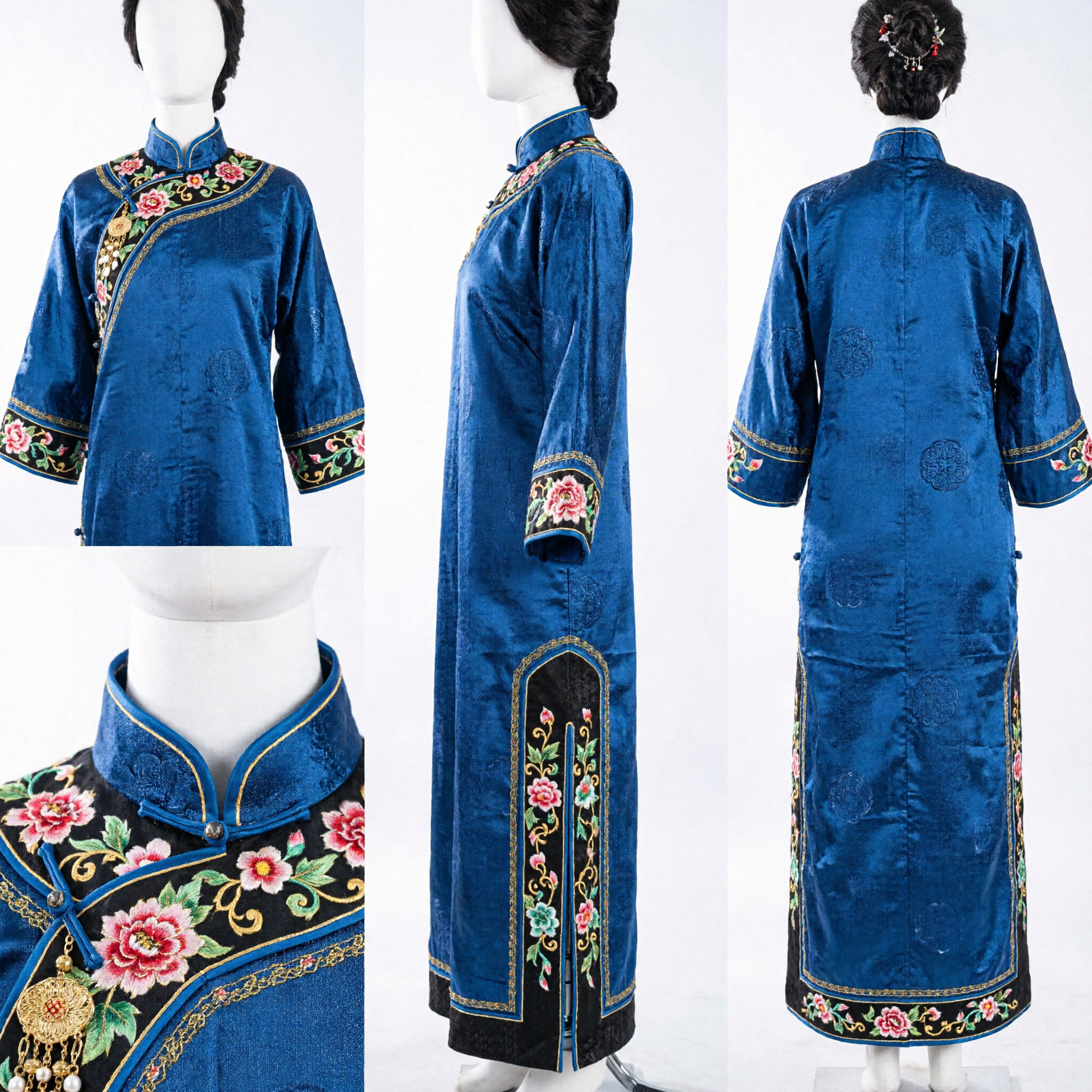 Traditional Ancient Chinese Black Hair Wig High Bun Updo for Women Hanfu Cosplay Costume Accessory - Asian Costume