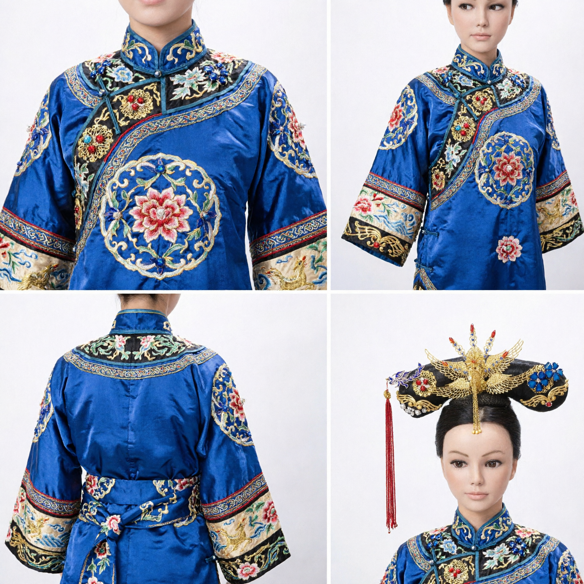 Ancient Chinese Qing Dynasty Manchu Golden Phoenix Headdress Traditional Empress Costume Hair Accessory for Cosplay - Asian Costume