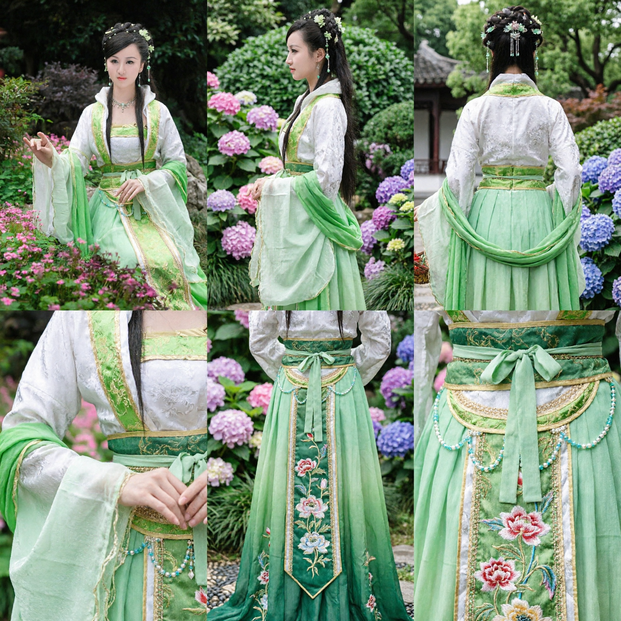 Elegant Green Hanfu Traditional Chinese Ancient Fairy Costume Complete Set for Women Cosplay Performance - Asian Costume