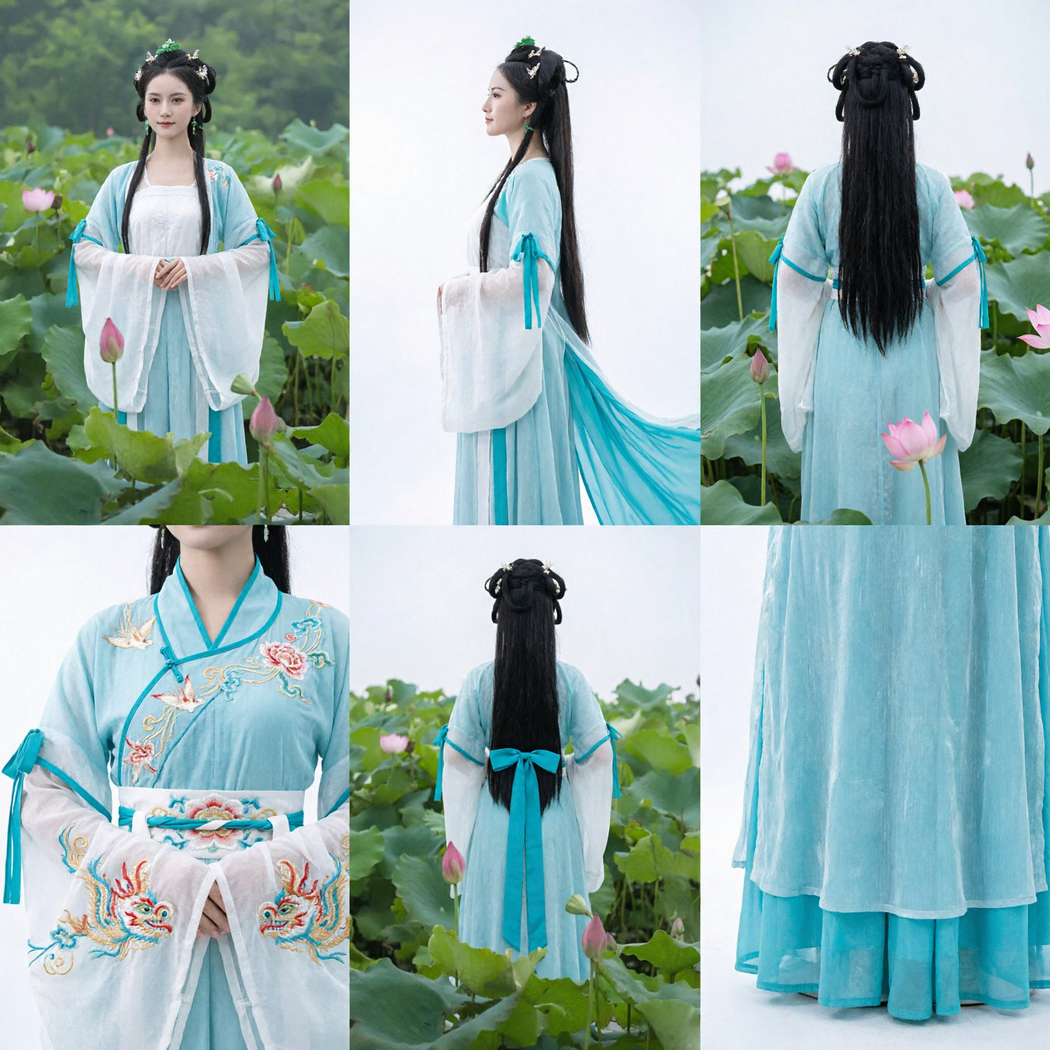 Traditional Chinese Hanfu Costume Women's Ancient Blue Fairy Dress for Cosplay and Stage Performance - Asian Costume