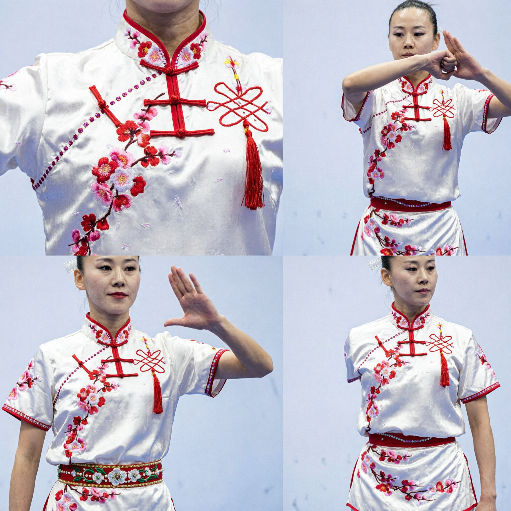 Women's White Tai Chi Uniform with Plum Blossom Embroidery Traditional Kung Fu Wushu Costume for Competition - Asian Costume