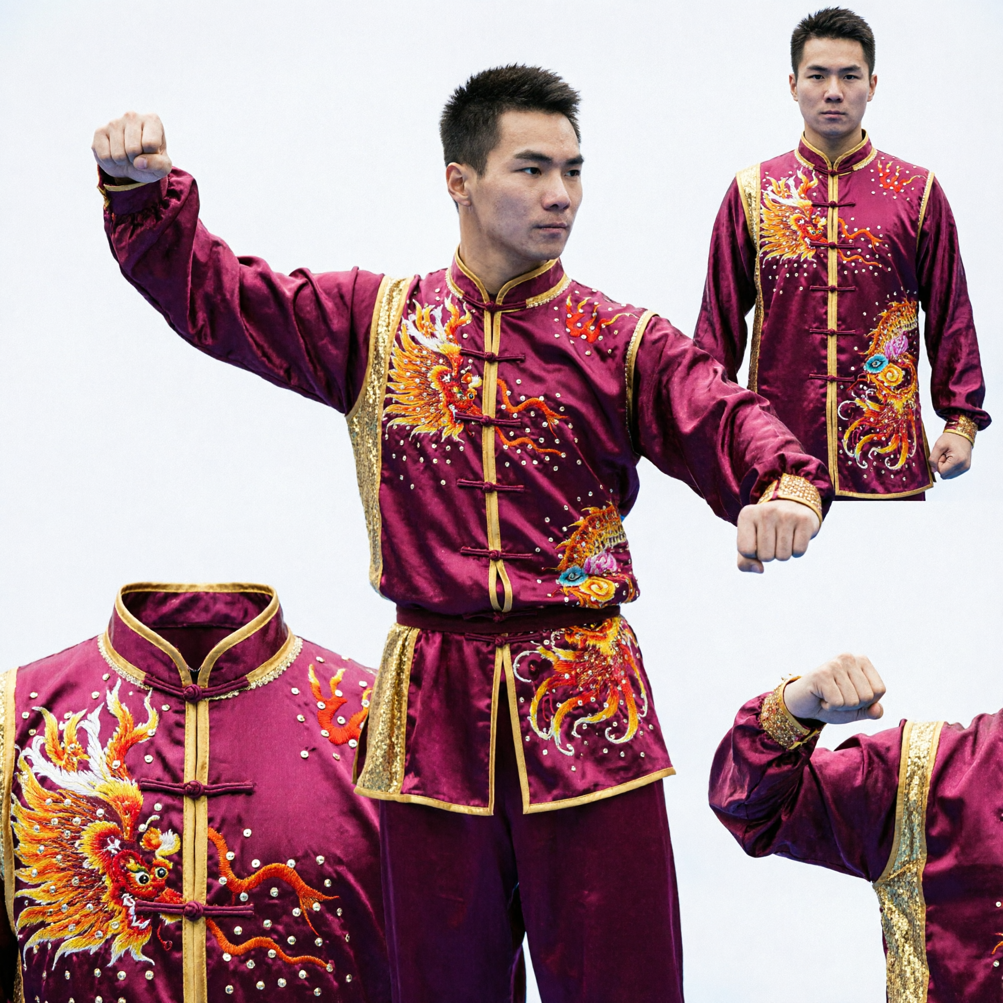 Men's Traditional Wushu Kung Fu Uniform Sleeveless Martial Arts Competition Costume with Dragon Embroidery - Asian Costume