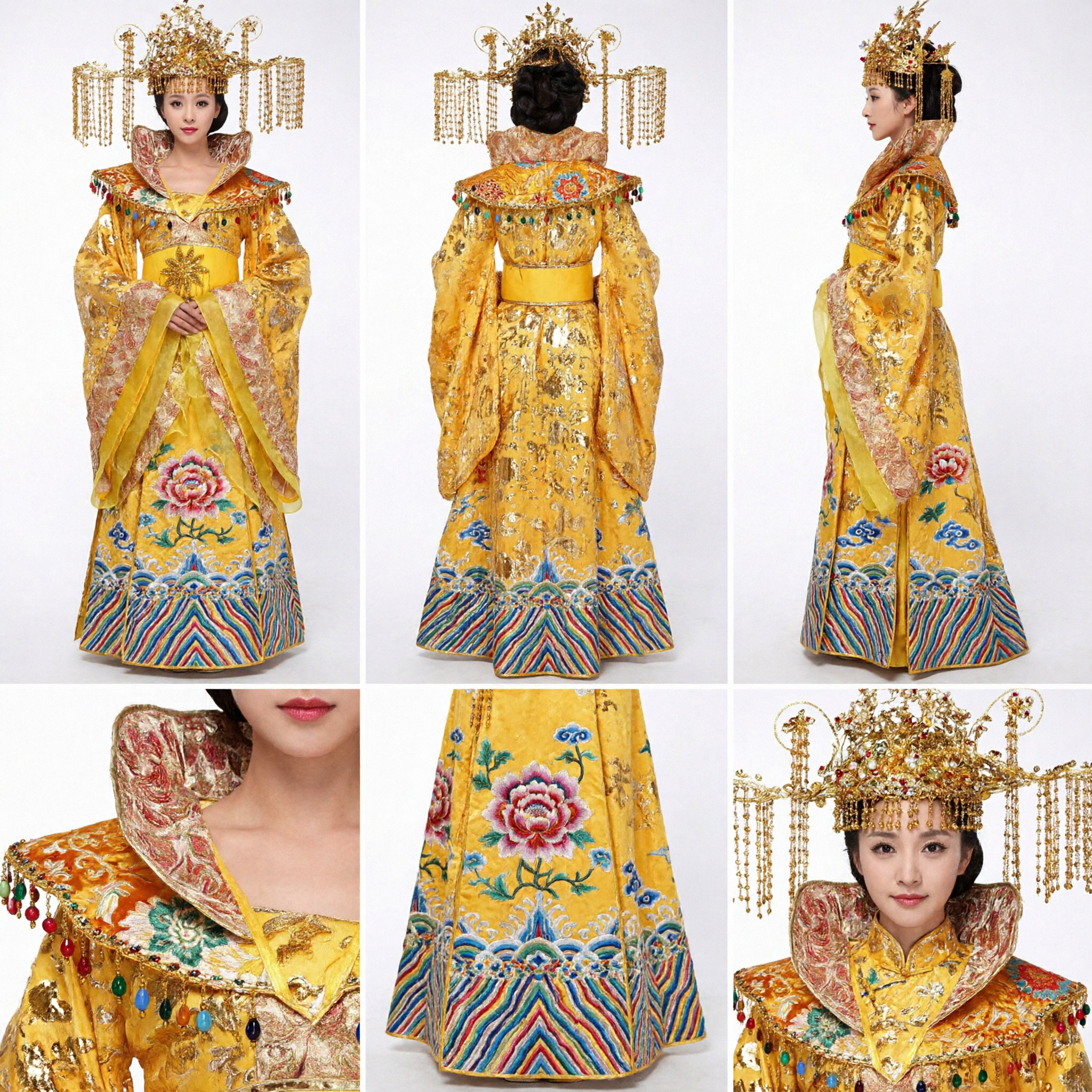 Ancient Chinese Empress Costume Traditional Royal Queen Hanfu Dress with Elaborate Headdress for Women Performance - Asian Costume