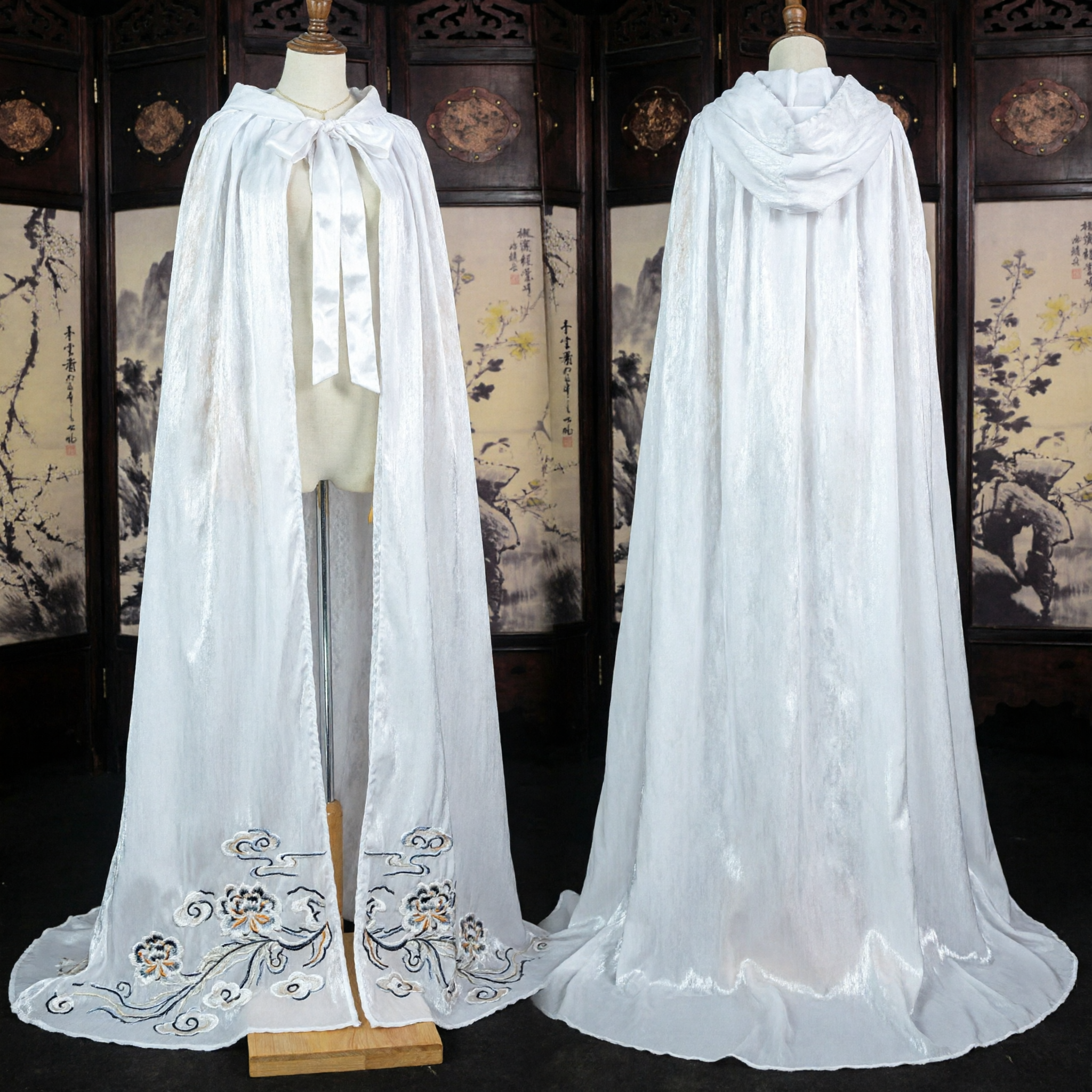 Elegant White Hanfu Cape Cloak Traditional Chinese Ancient Costume Accessory for Women Cosplay Photography - Asian Costume