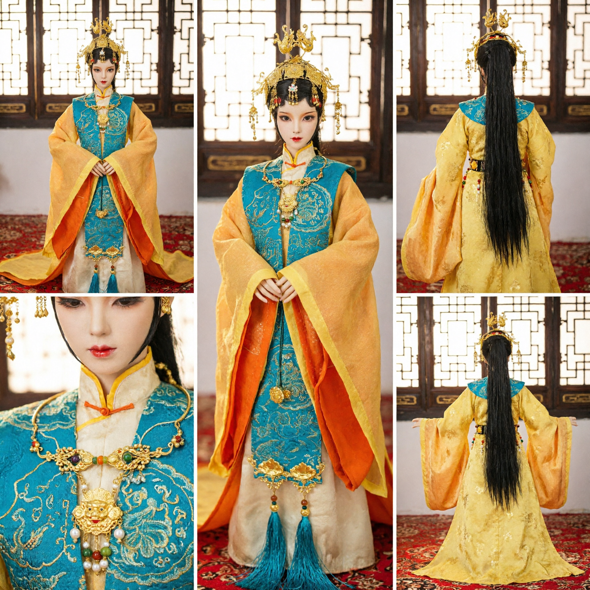 Exquisite Traditional Chinese Ancient Palace Princess Hanfu Costume Set for Collectible Dolls with Embroidery - Asian Costume