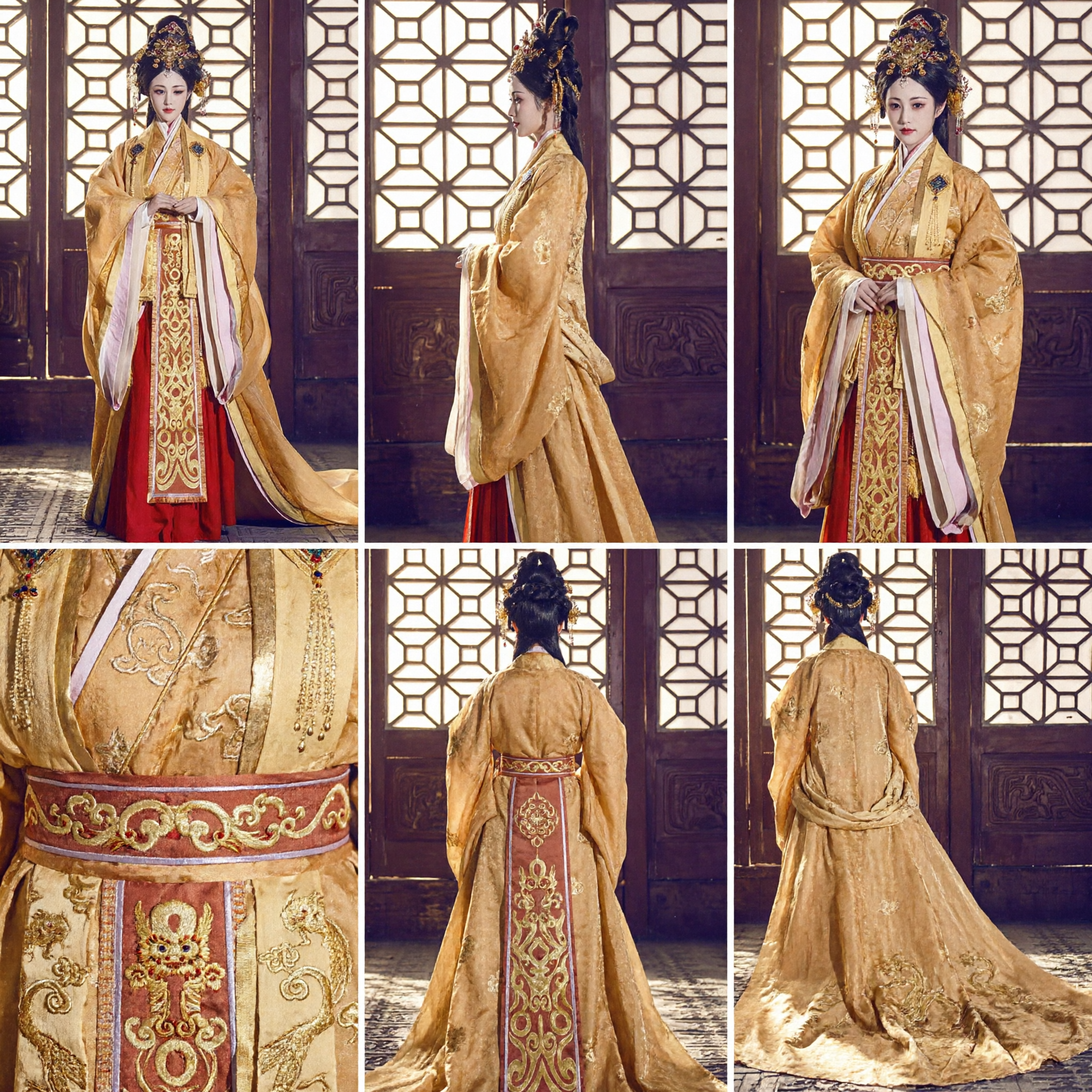 Women's Ancient Chinese Hanfu Imperial Empress Costume Gold Embroidered Robe Traditional Dress for Cosplay Performance - Asian Costume