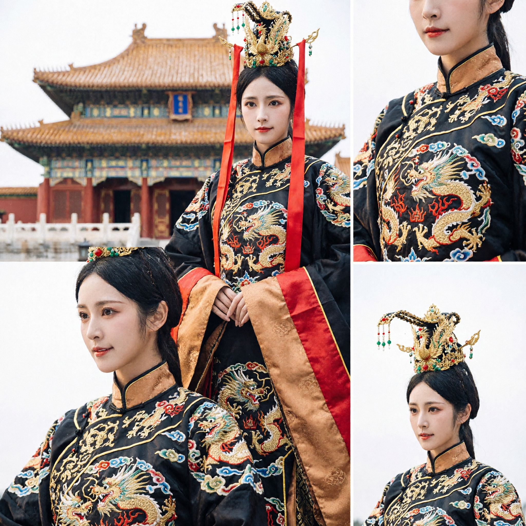 Women's Ancient Chinese Empress Hanfu Costume Traditional Tang Dynasty Period Drama Dress Red Black Gold Cosplay Outfit - Asian Costume