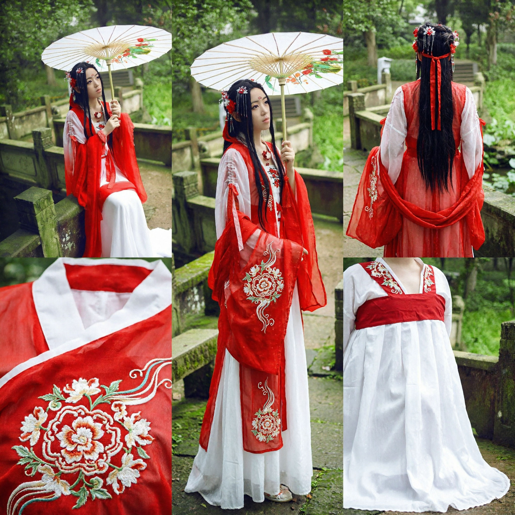 Traditional Chinese Hanfu Red Ancient Fairy Dress Complete Set for Women Cosplay and Performance - Asian Costume