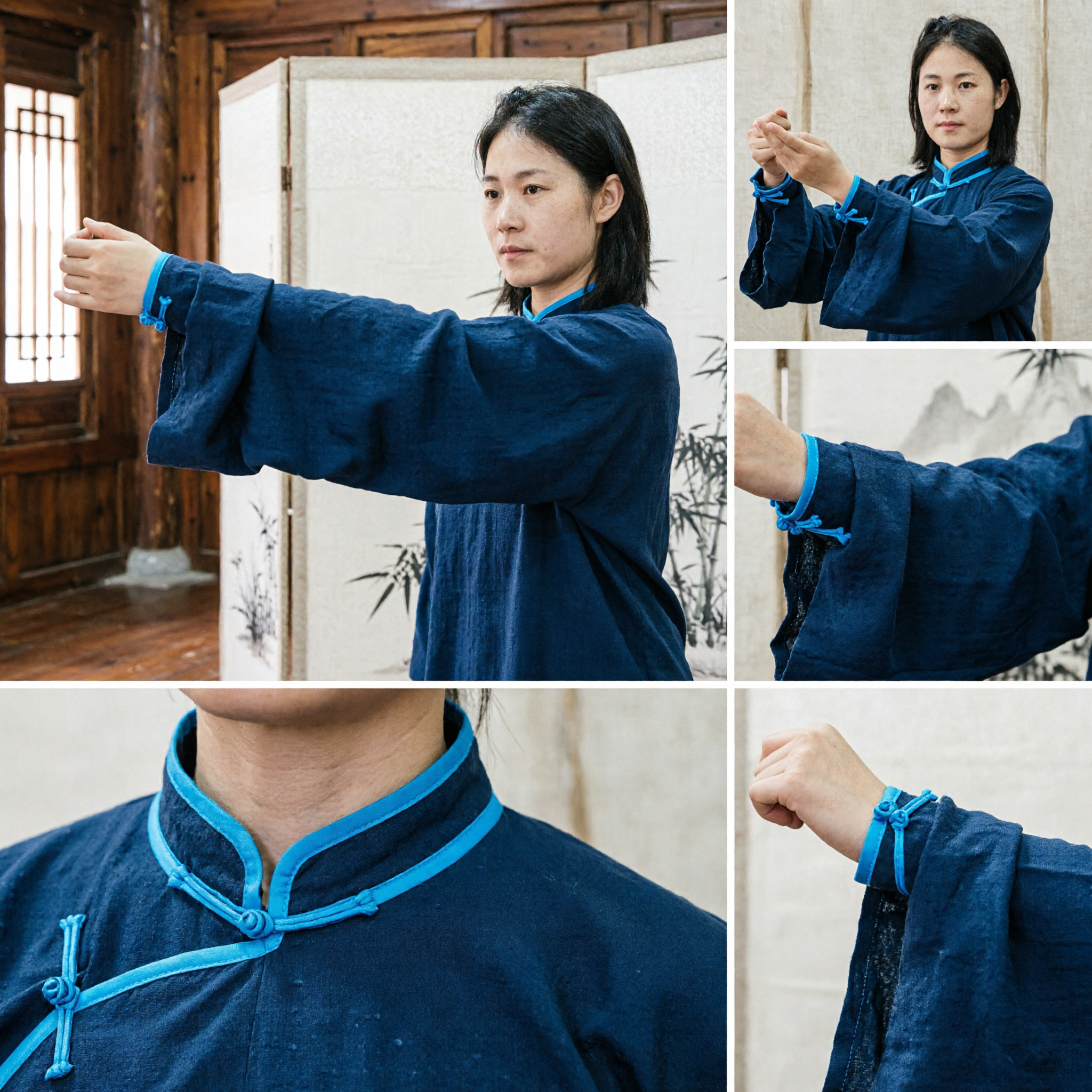 Women's Traditional Chinese Tai Chi Kung Fu Uniform Dark Blue Martial Arts Wushu Costume Set - Asian Costume